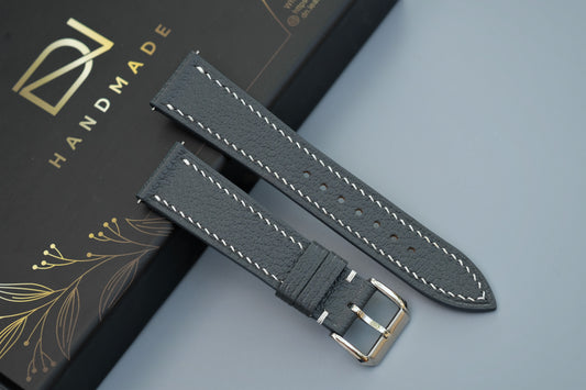 Gray Alran Chevre Leather Watch Strap