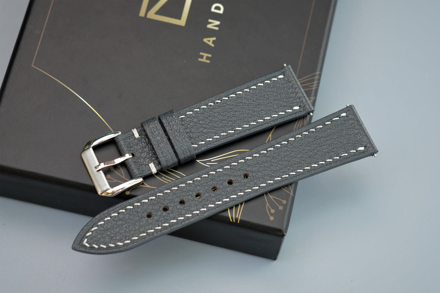 Gray Alran Chevre Leather Watch Strap