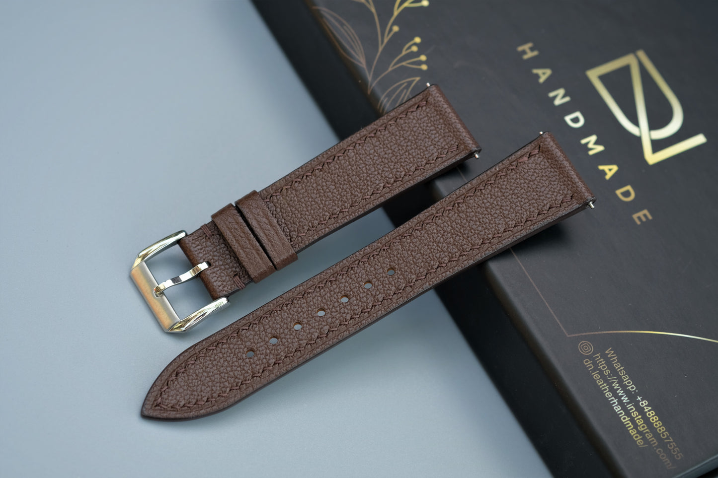 Chocolate Alran Chevre Leather Watch Strap