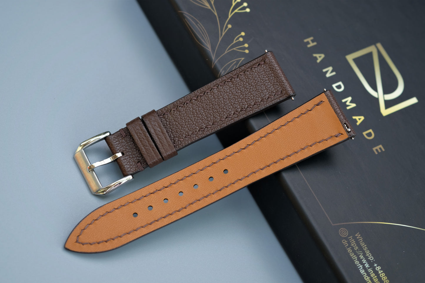 Chocolate Alran Chevre Leather Watch Strap