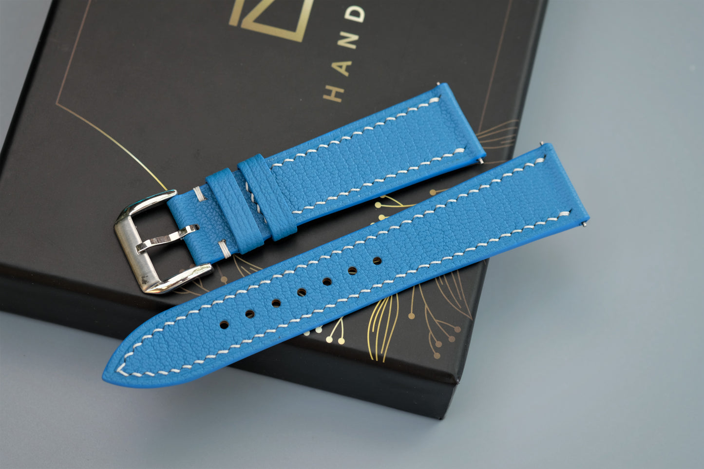 Light Blue Alran Chevre Leather Watch Strap