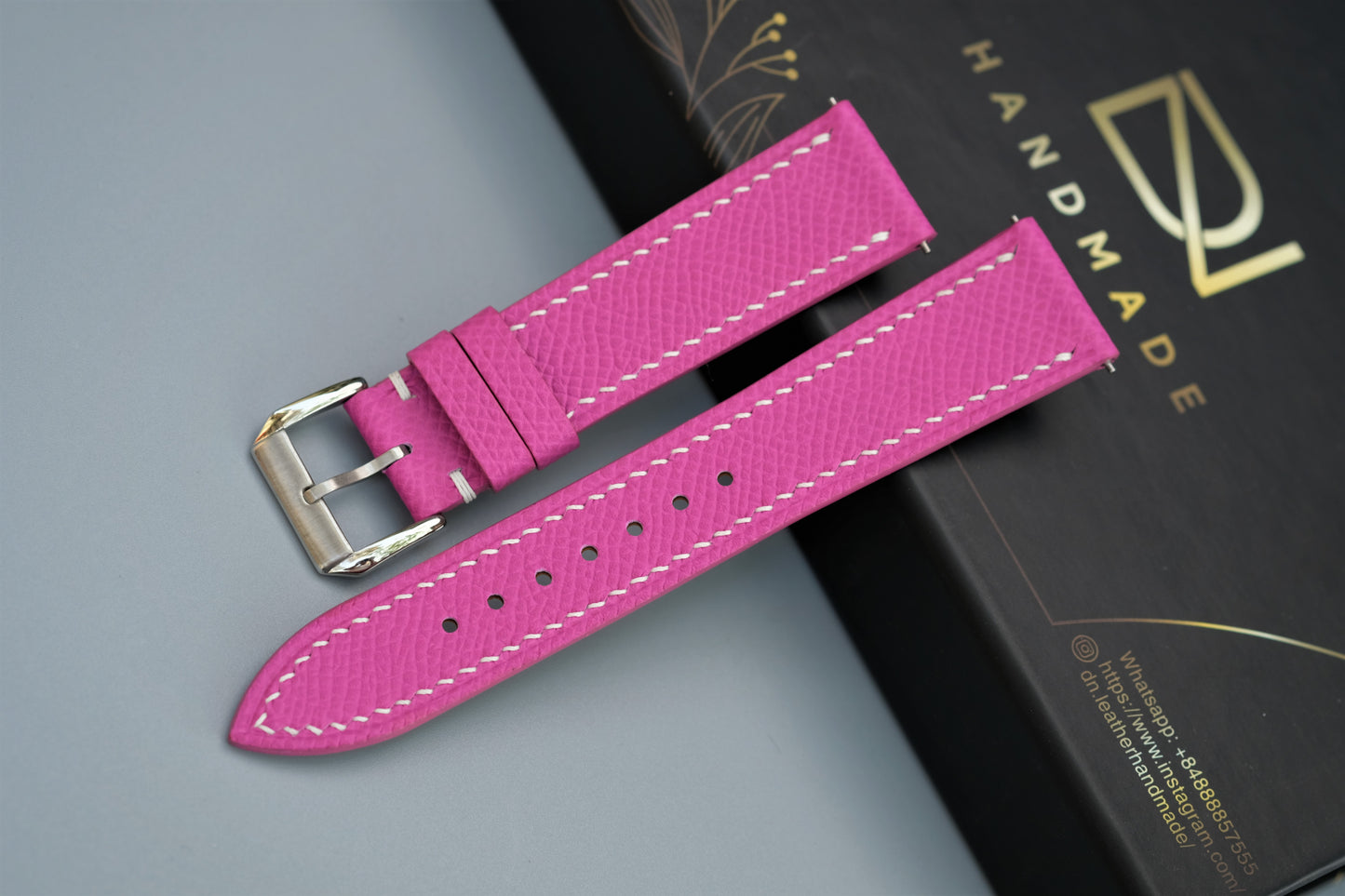 Pink Epsom Leather Watch Strap