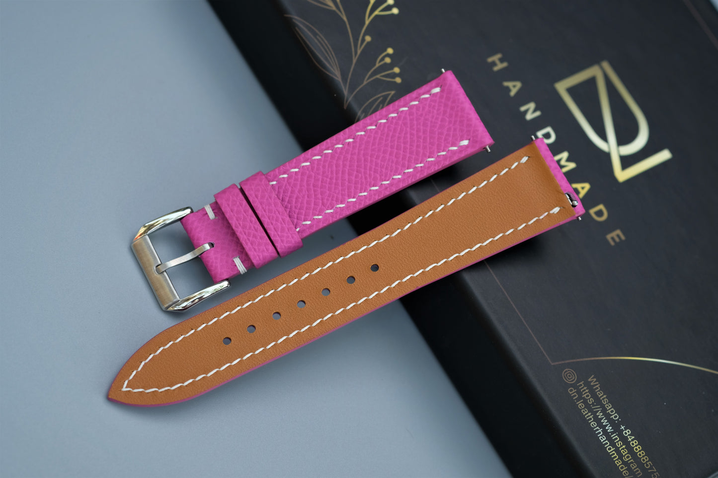 Pink Epsom Leather Watch Strap