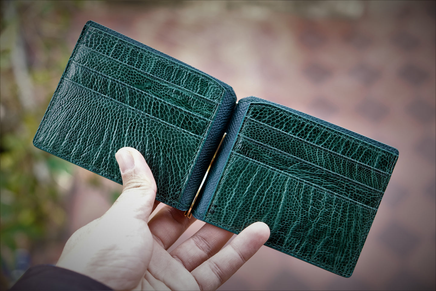 The Money Clip Is Handmade 100% from high quality ostrich foot skin