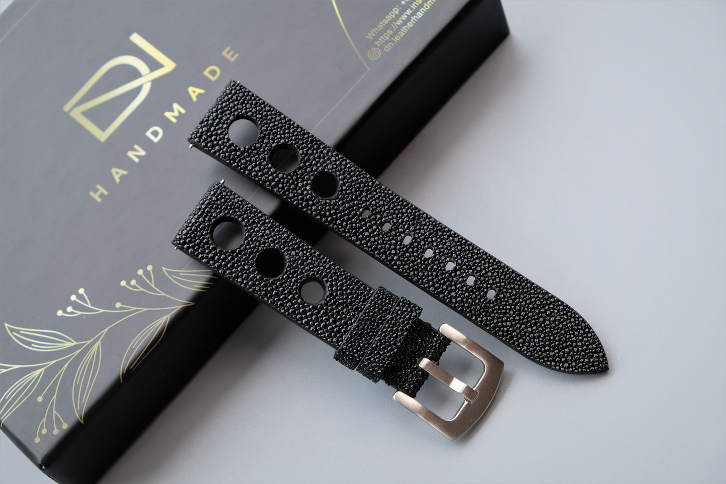 Black Stingray Leather Watch Strap