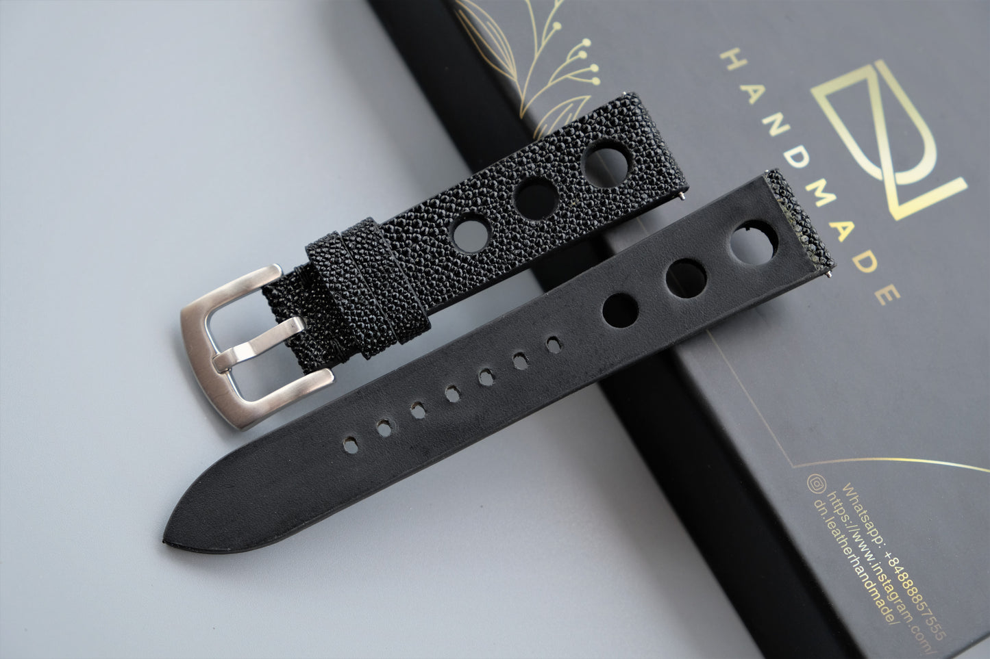 Black Stingray Leather Watch Strap