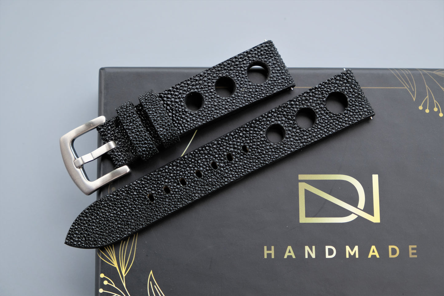 Black Stingray Leather Watch Strap