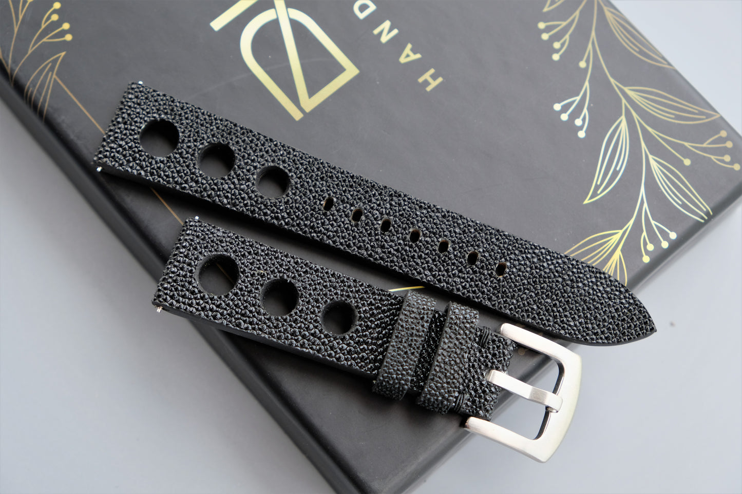 Black Stingray Leather Watch Strap