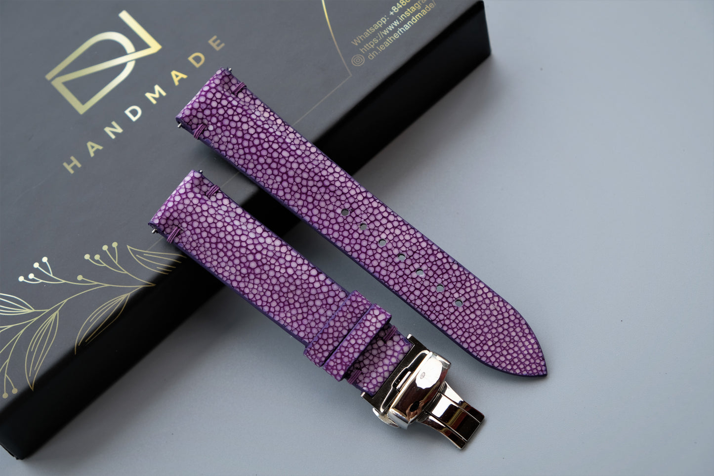 Purple Stingray Leather Watch Strap