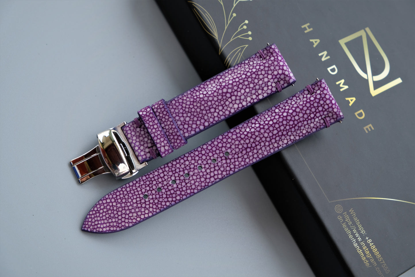 Purple Stingray Leather Watch Strap