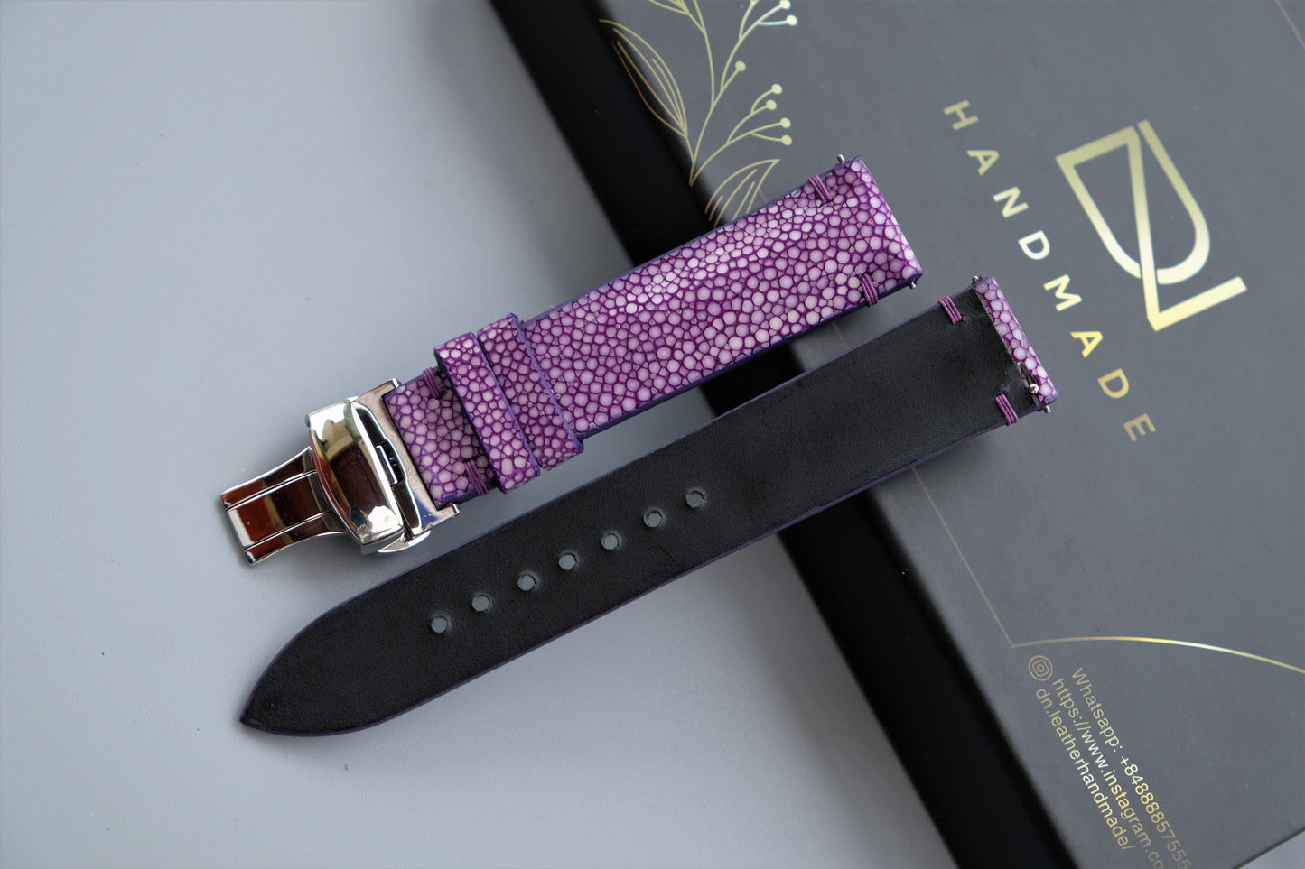 Purple Stingray Leather Watch Strap