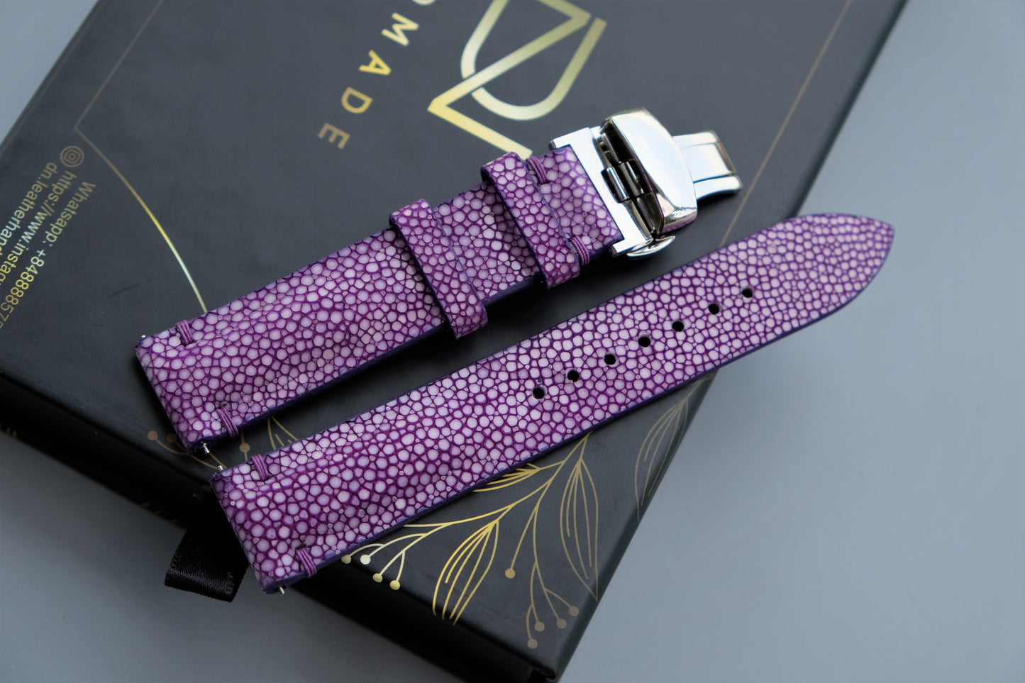 Purple Stingray Leather Watch Strap