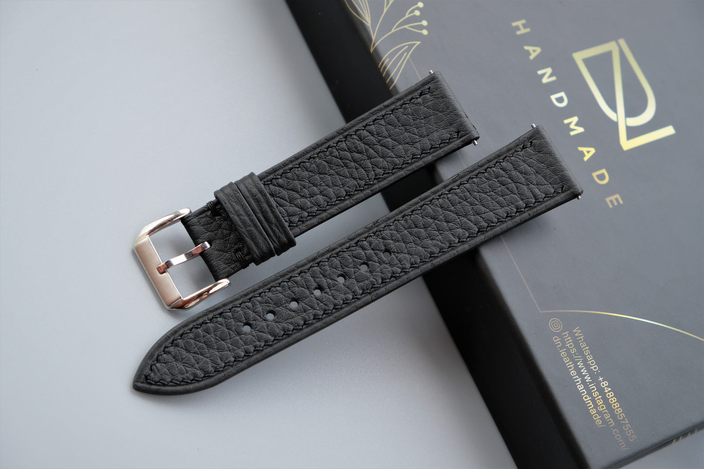 Black TOGO Leather Watch Strap