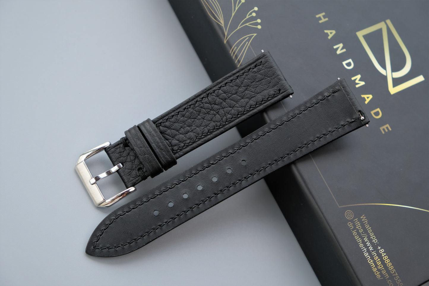 Black TOGO Leather Watch Strap