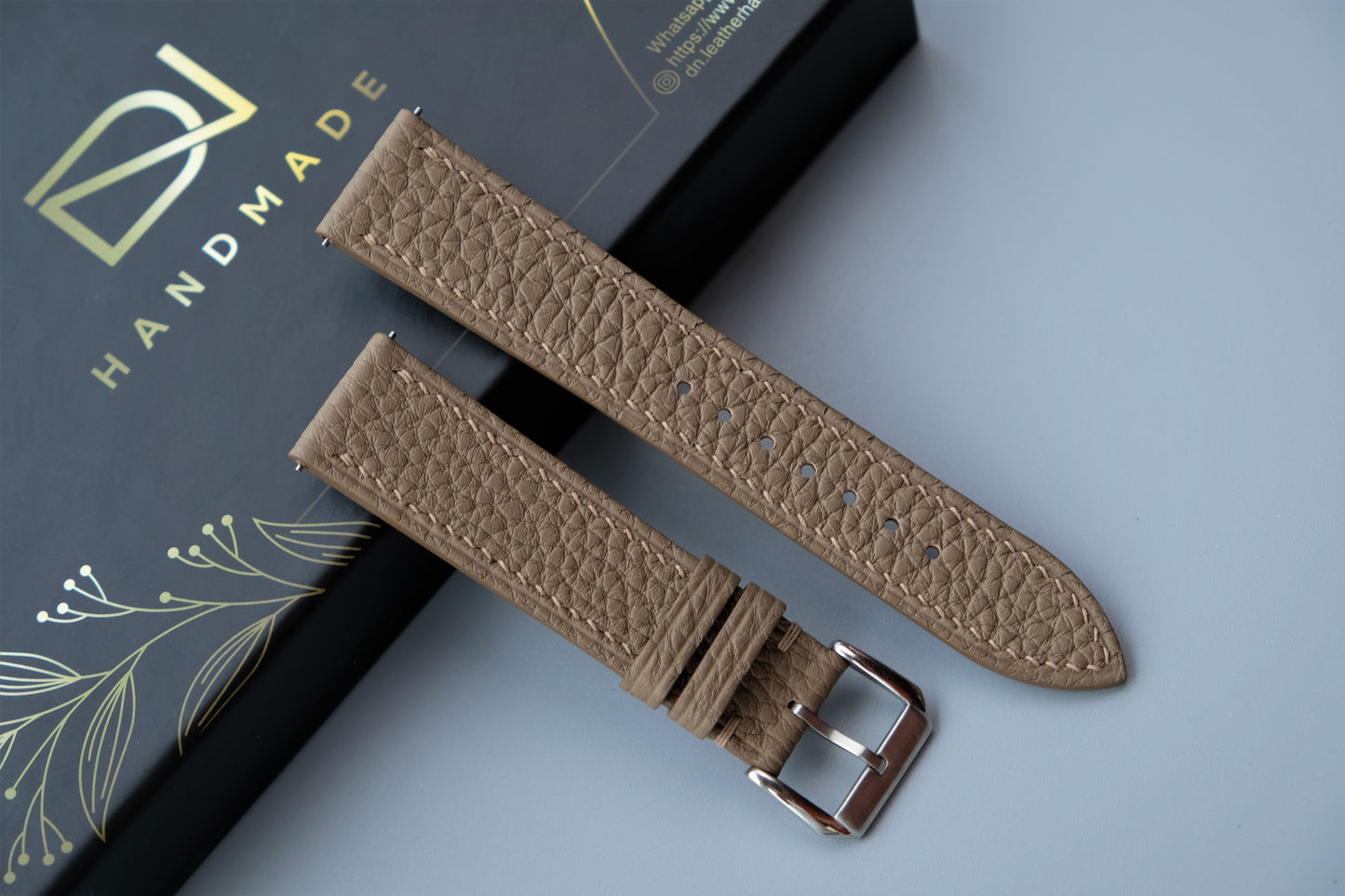 Gray TOGO Leather Watch Strap