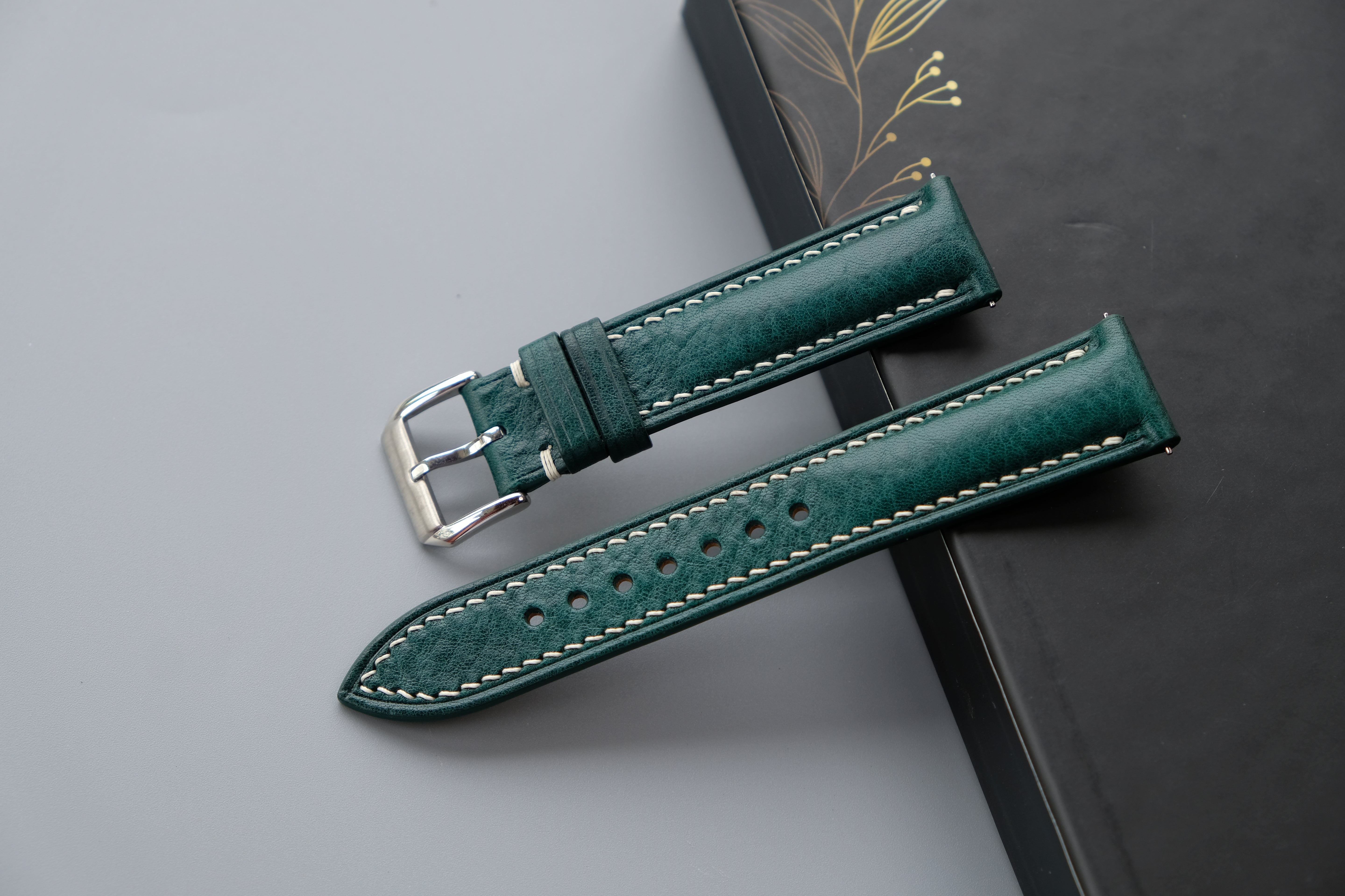 Jade Green MBOX LUX Leather Watch Strap – Custom Sizes 10mm to 26mm