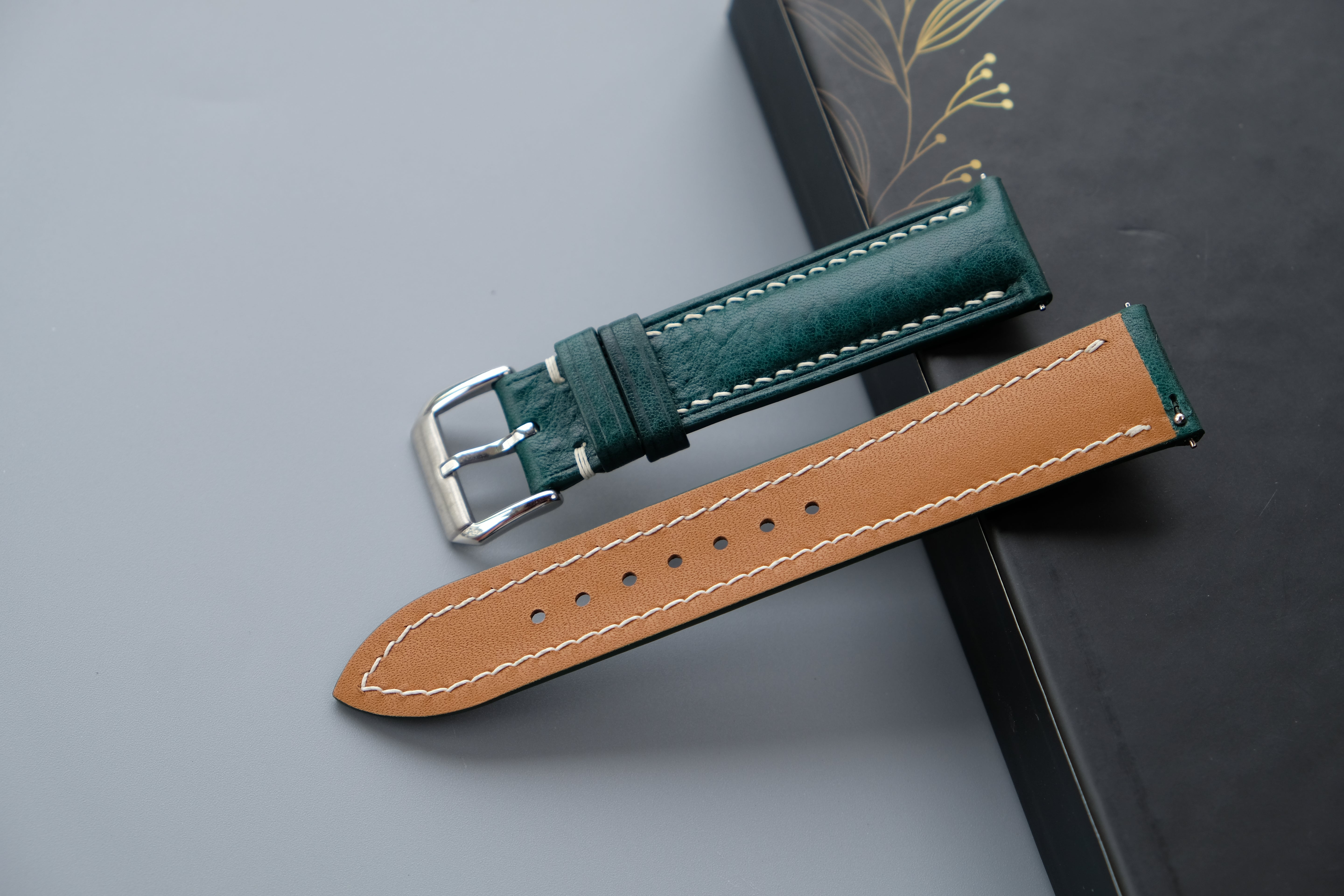 Jade Green MBOX LUX Leather Watch Strap – Custom Sizes 10mm to 26mm