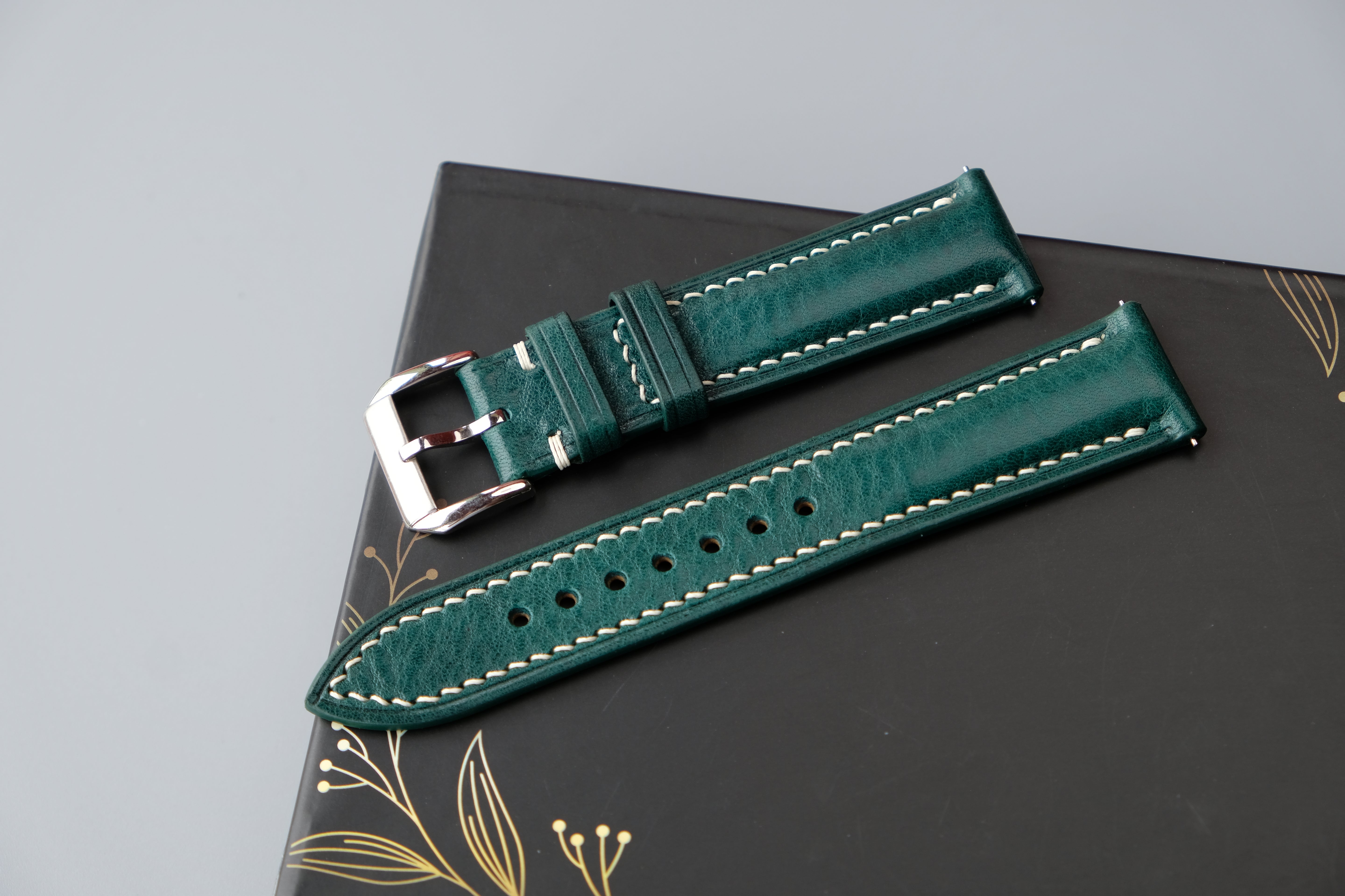 Jade Green MBOX LUX Leather Watch Strap – Custom Sizes 10mm to 26mm