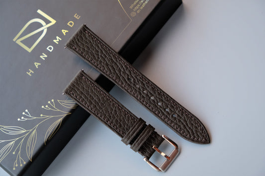 Chocolate Togo Leather Watch Strap