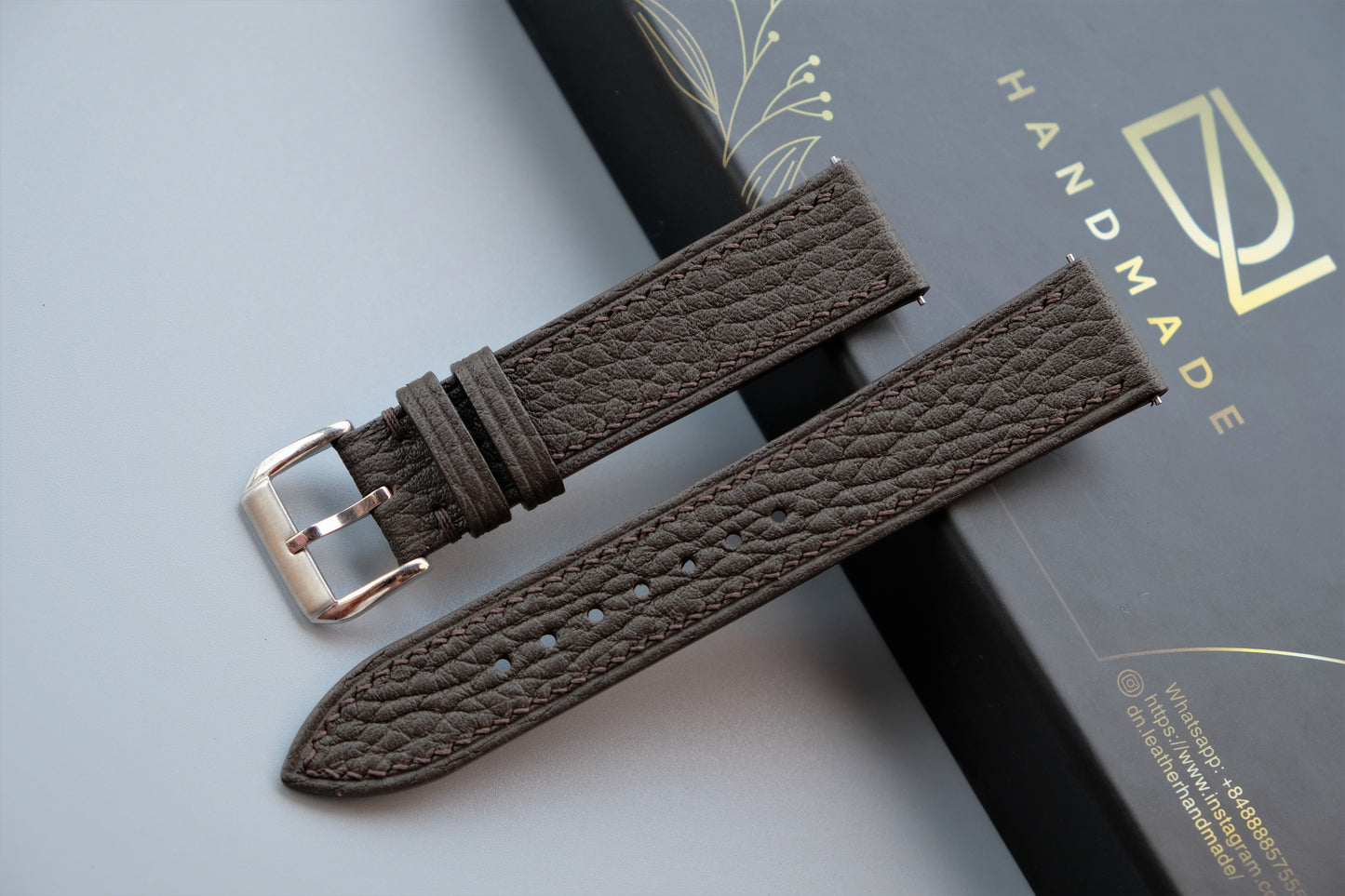 Chocolate Togo Leather Watch Strap