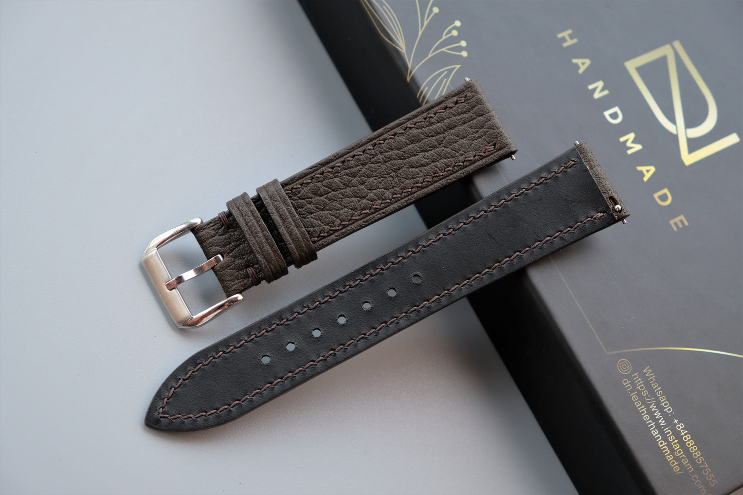 Chocolate Togo Leather Watch Strap