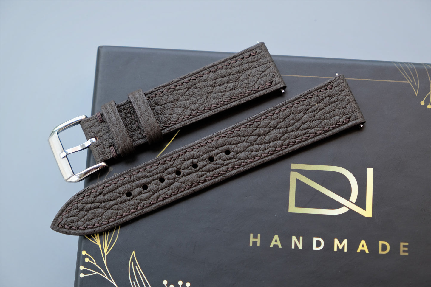 Chocolate Togo Leather Watch Strap