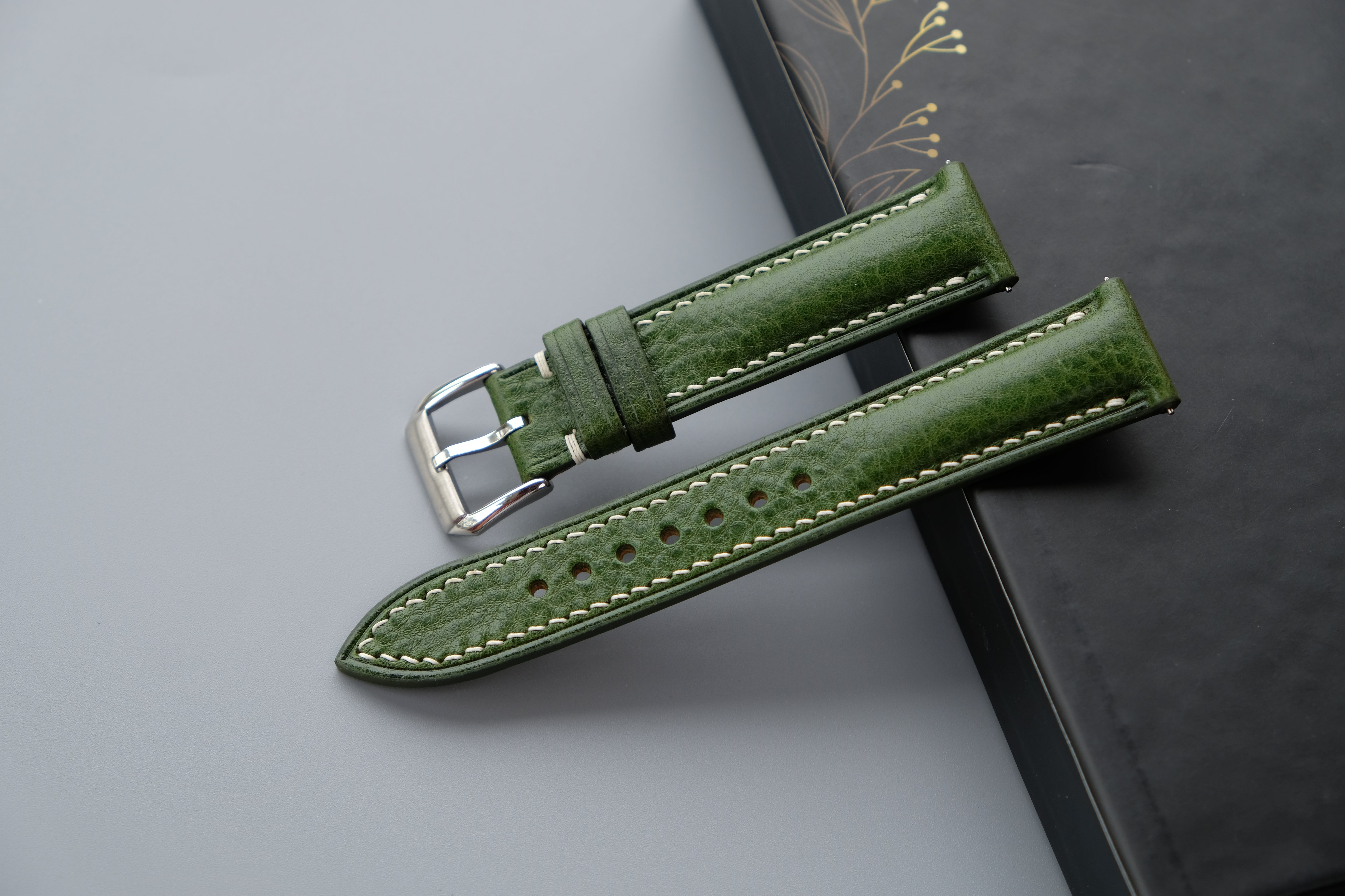 Green MBOX LUX Leather Watch Strap – Custom Sizes 10mm to 26mm