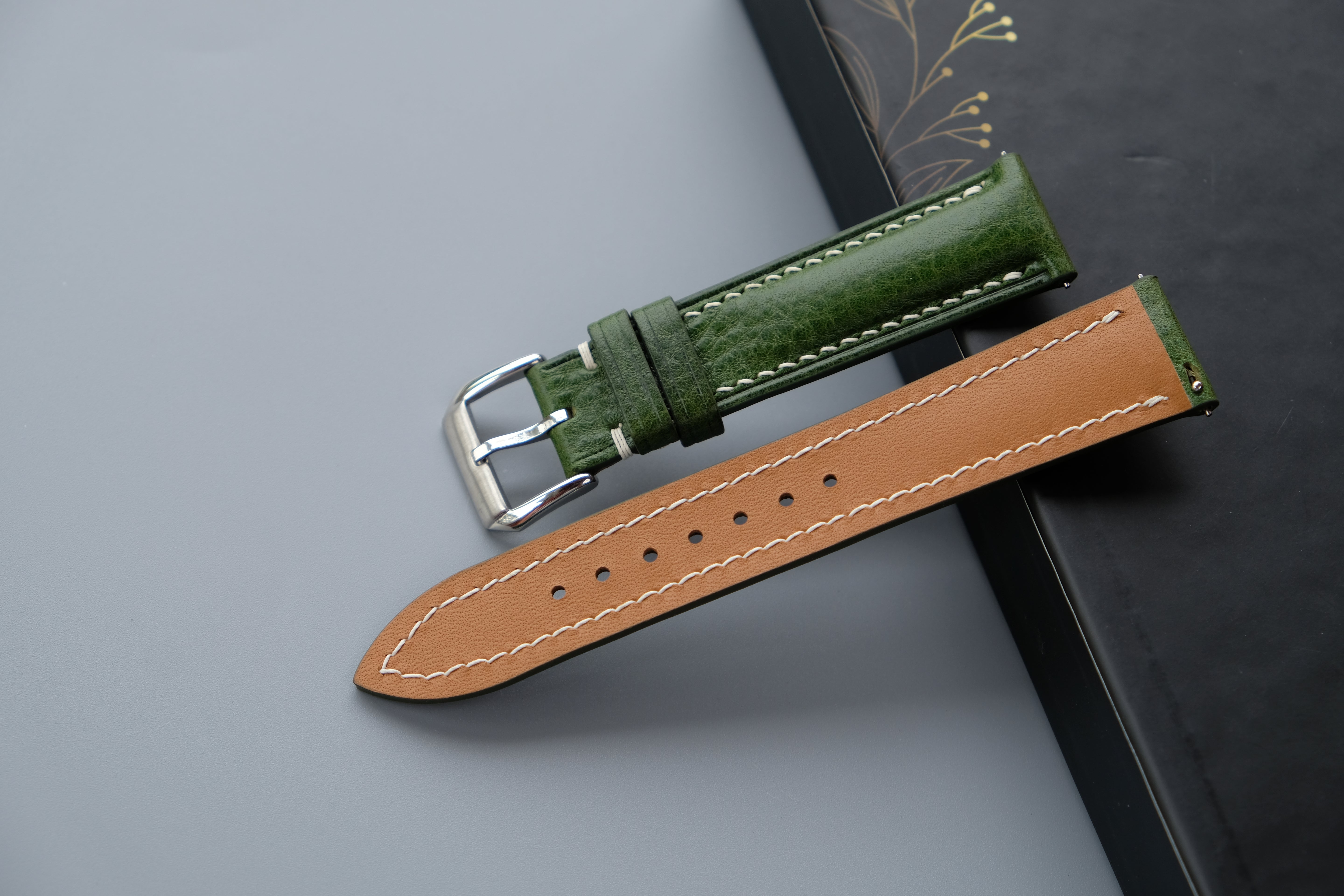 Green MBOX LUX Leather Watch Strap – Custom Sizes 10mm to 26mm