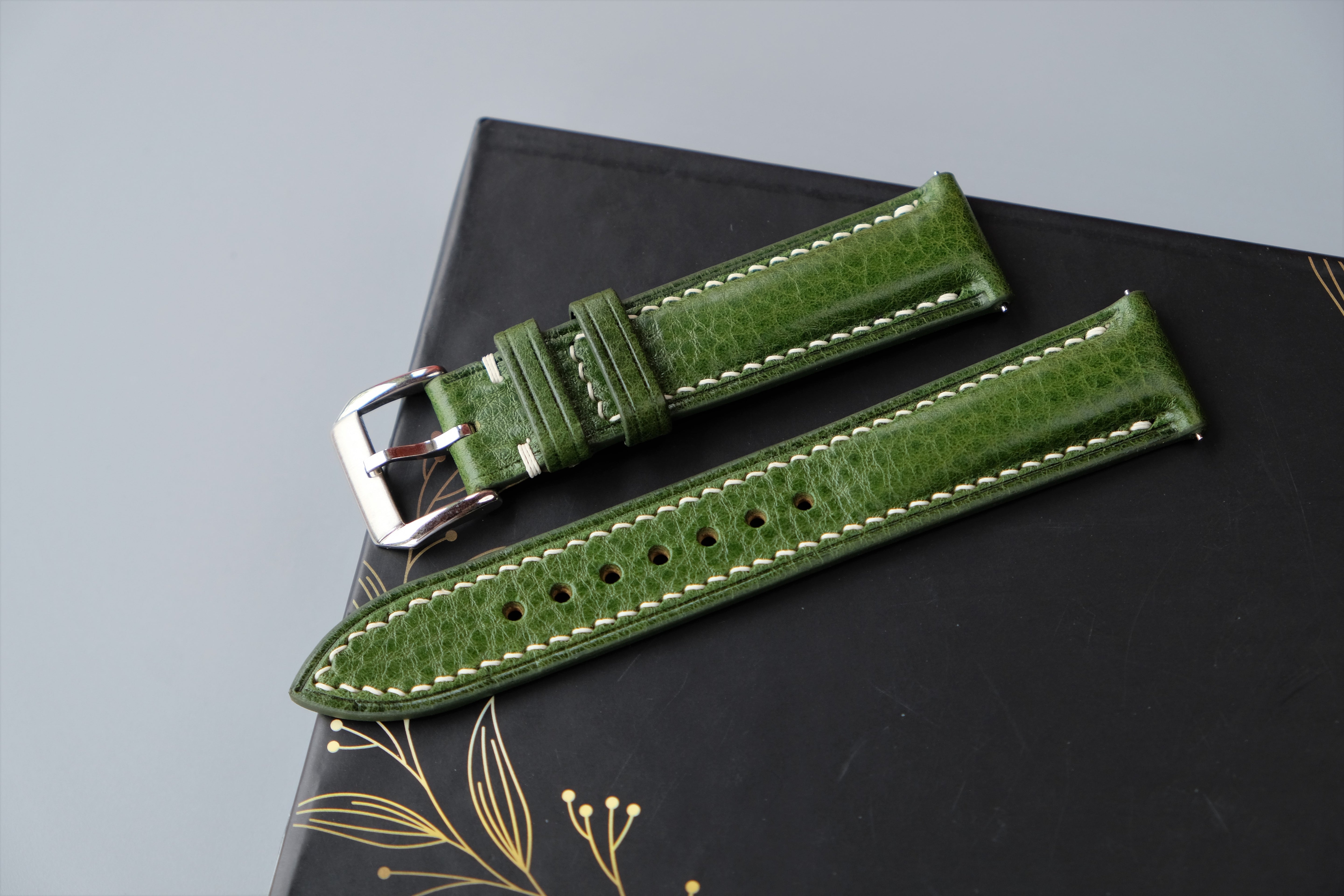 Green MBOX LUX Leather Watch Strap – Custom Sizes 10mm to 26mm