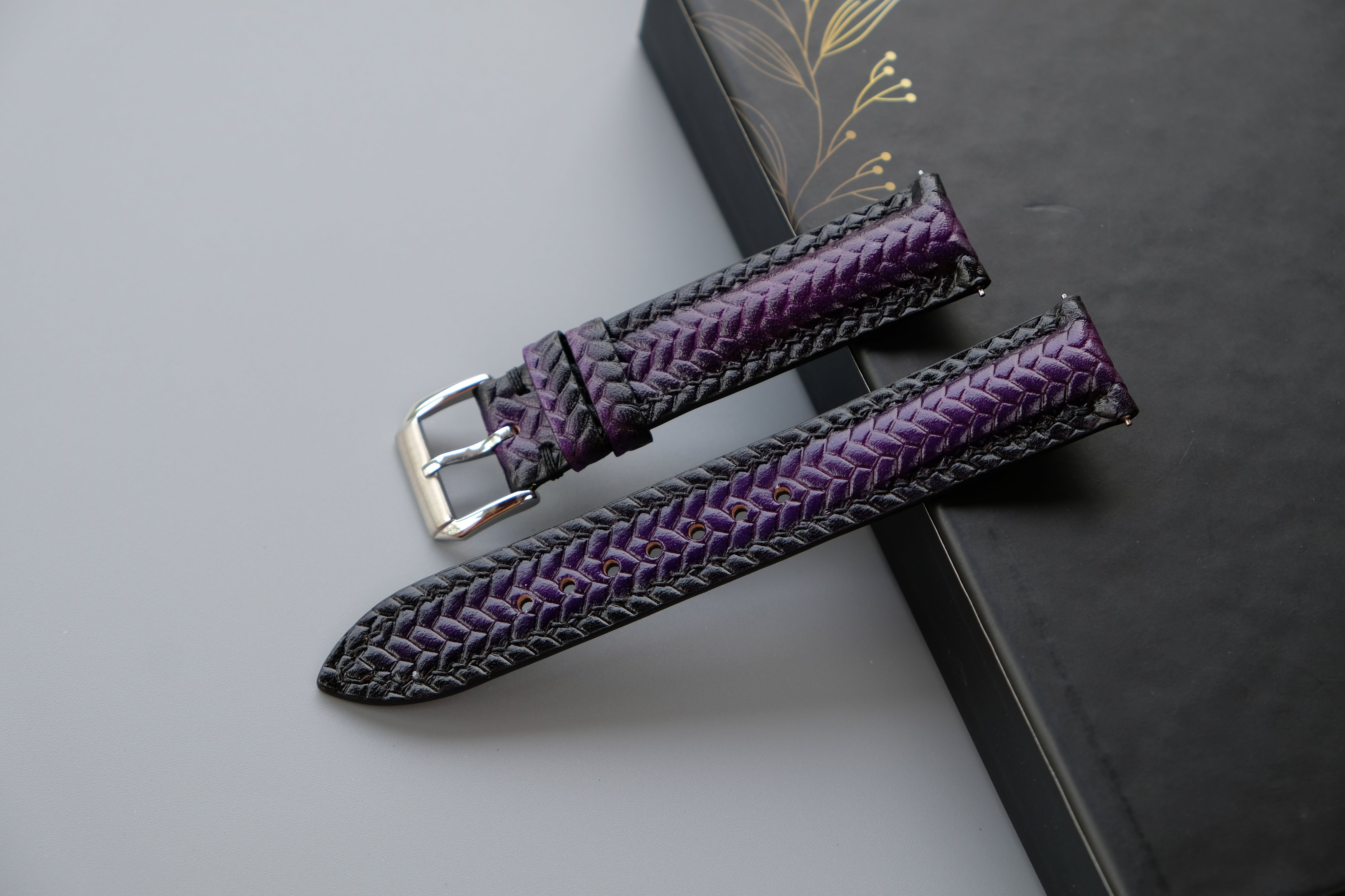 Purple Veg-tan Leather Watch Strap – Custom Sizes 10mm to 26mm