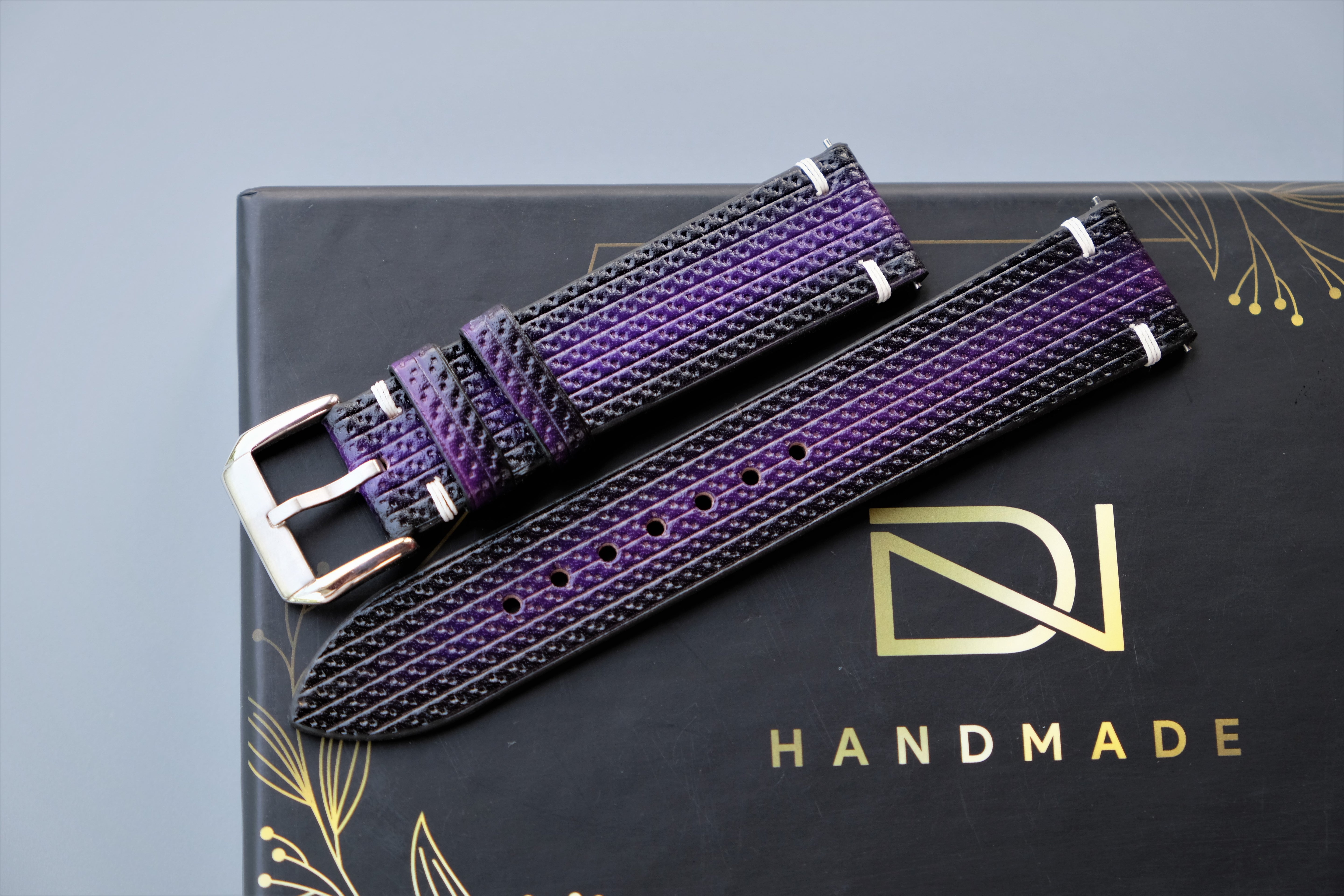Purple Veg-tan Leather Watch Strap