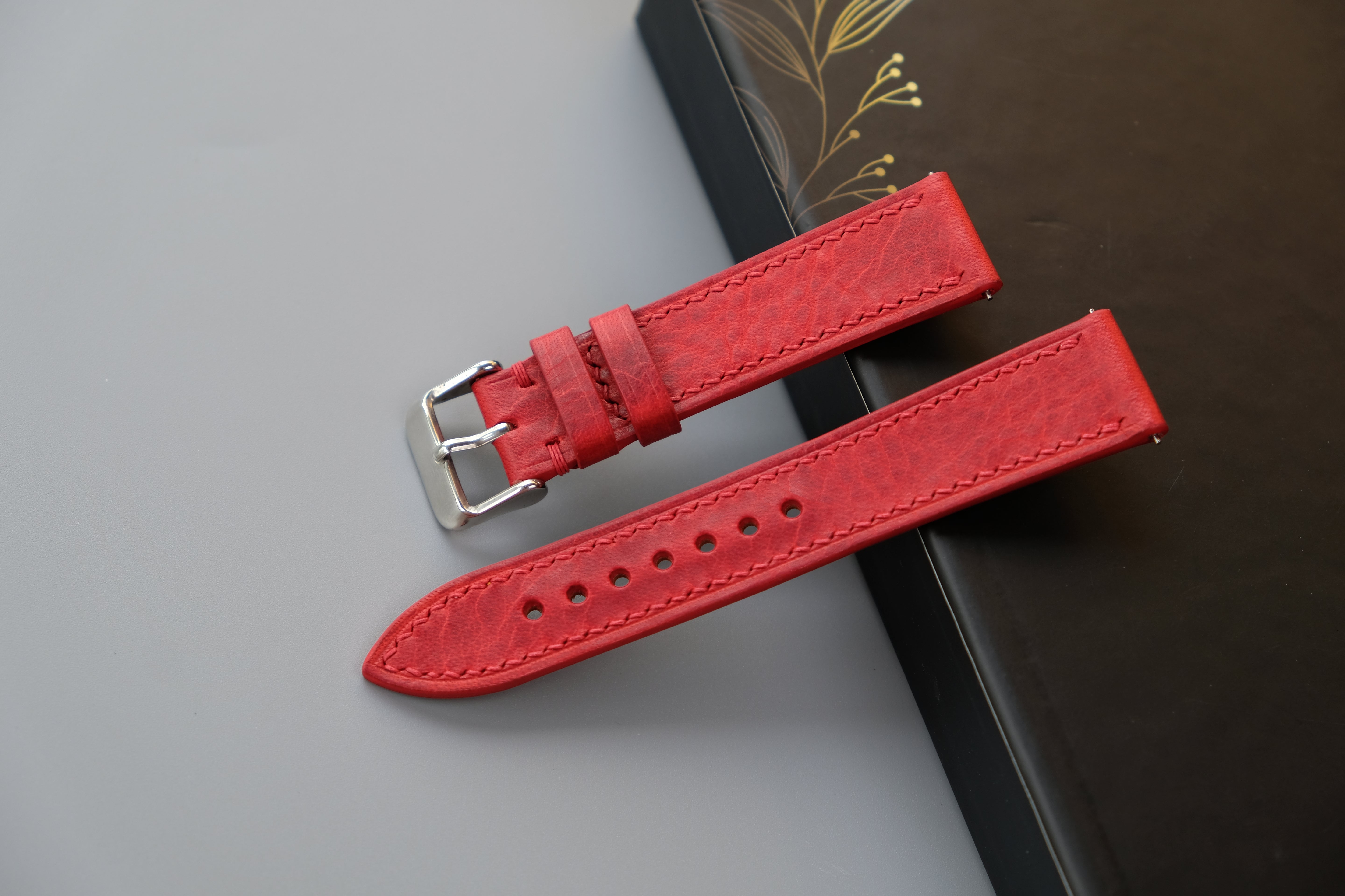 Red Badalassi Waxy Leather Watch Strap – Custom Sizes 10mm to 26mm