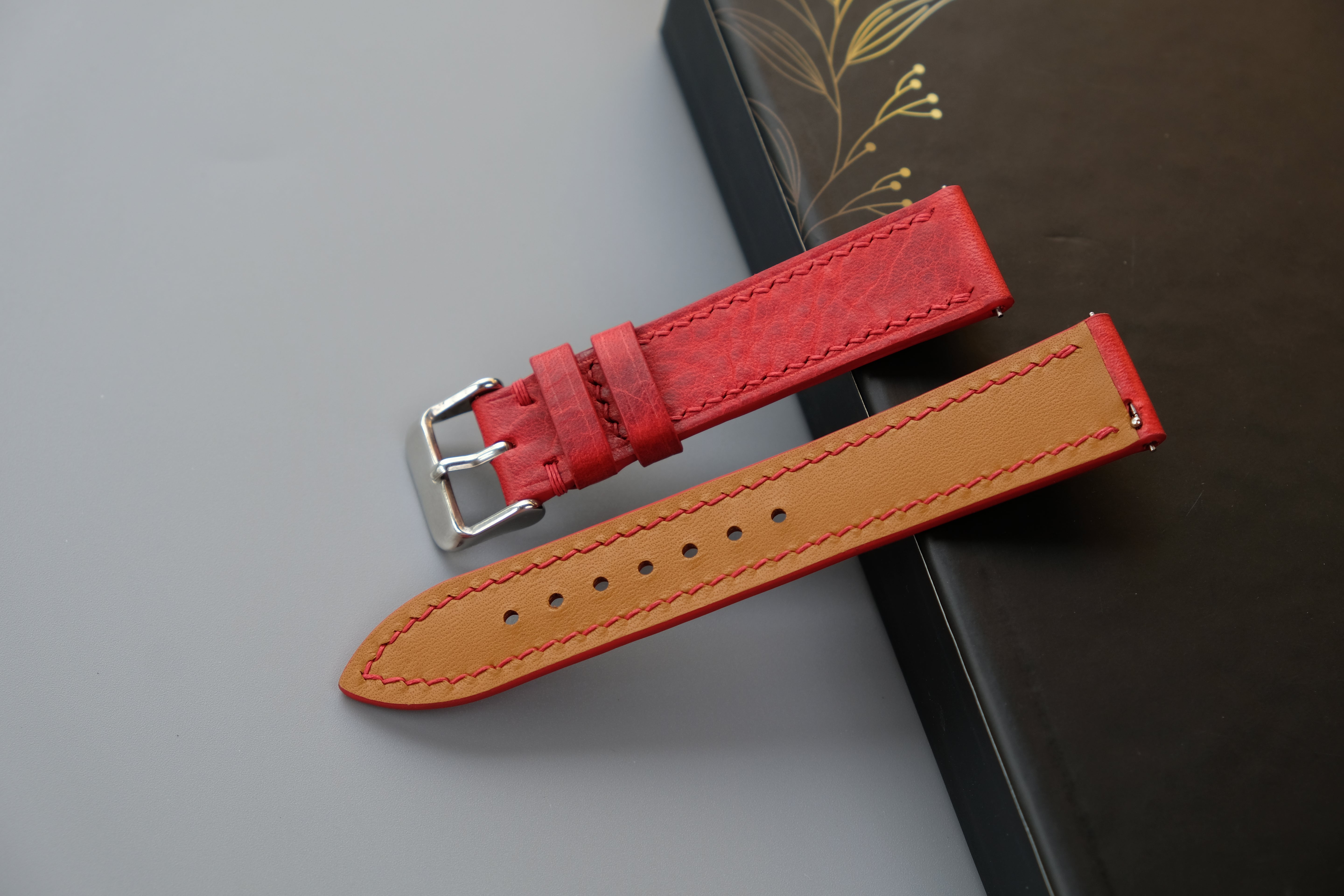 Red Badalassi Waxy Leather Watch Strap – Custom Sizes 10mm to 26mm