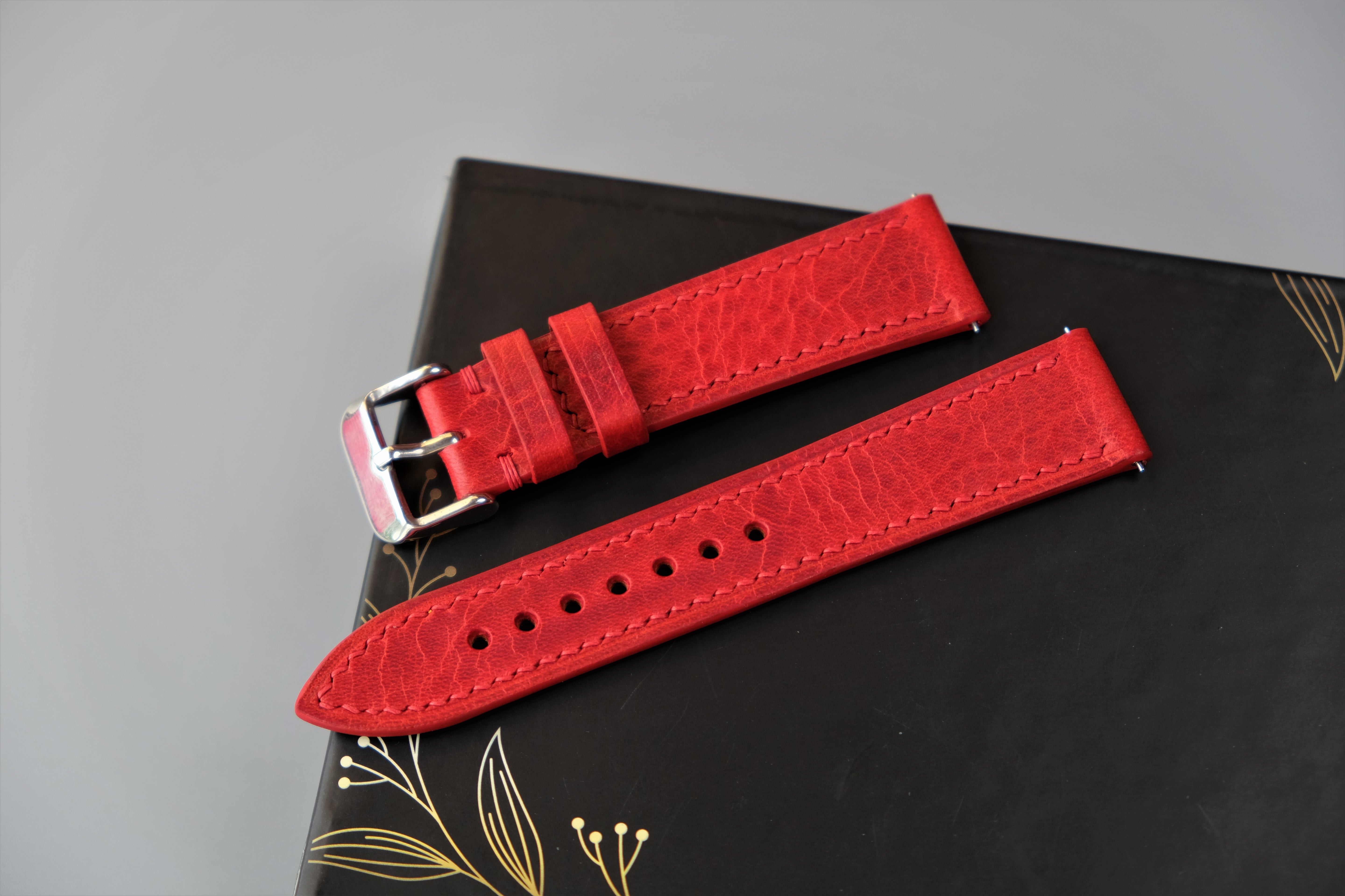 Red Badalassi Waxy Leather Watch Strap – Custom Sizes 10mm to 26mm
