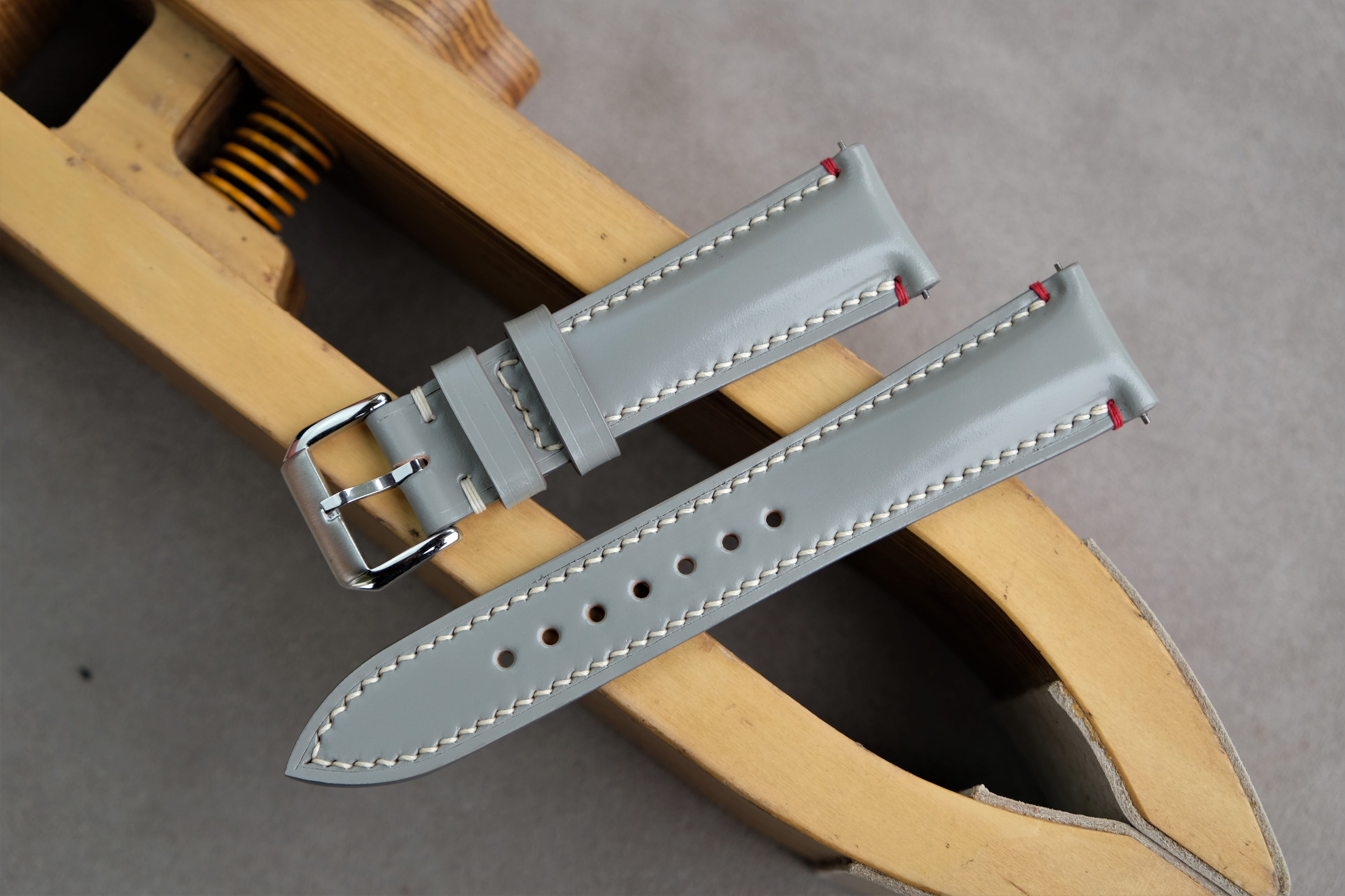 Gray Shinki Hikaku Shell Cordovan Leather Strap