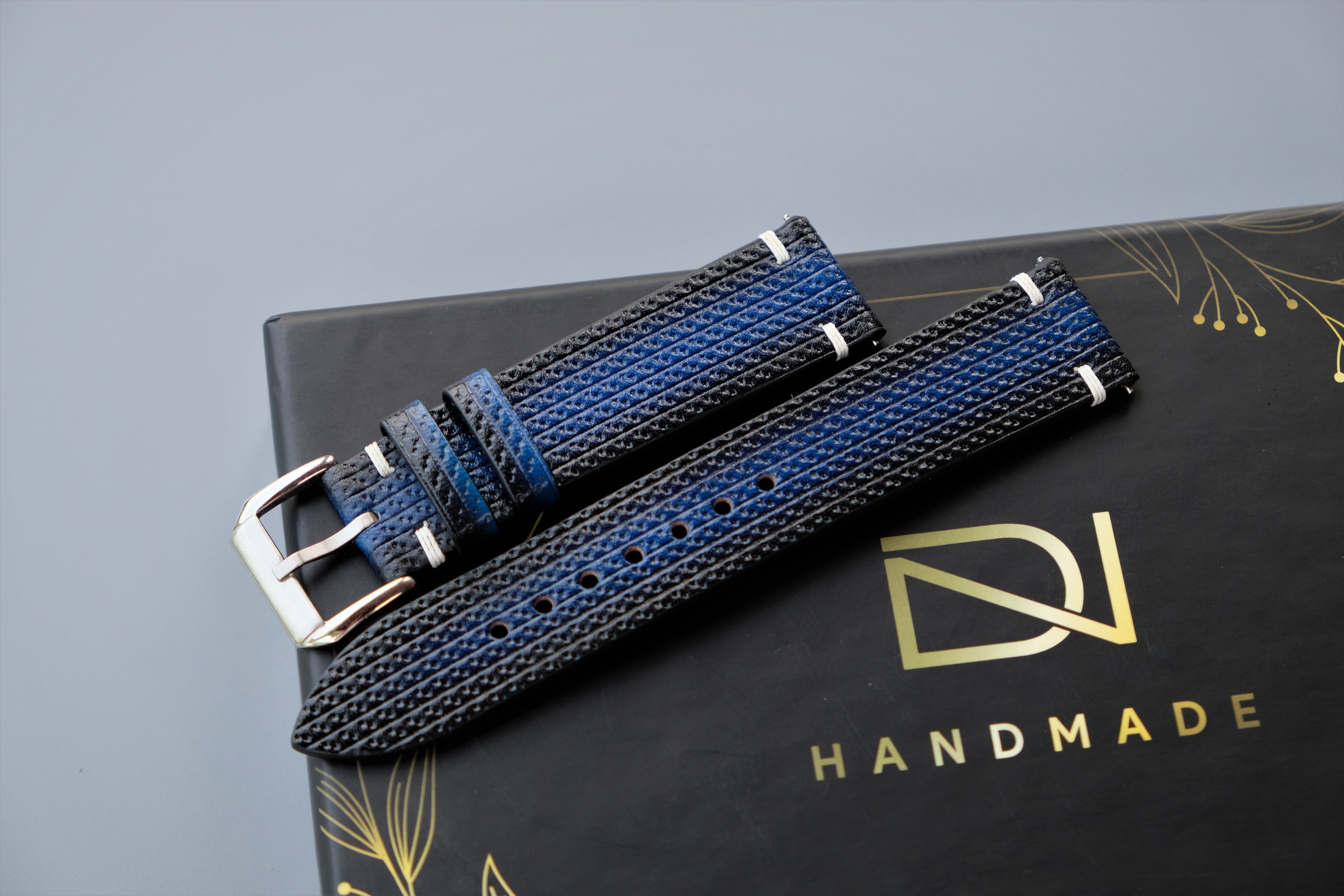 Blue Veg-Tan Leather Watch Strap