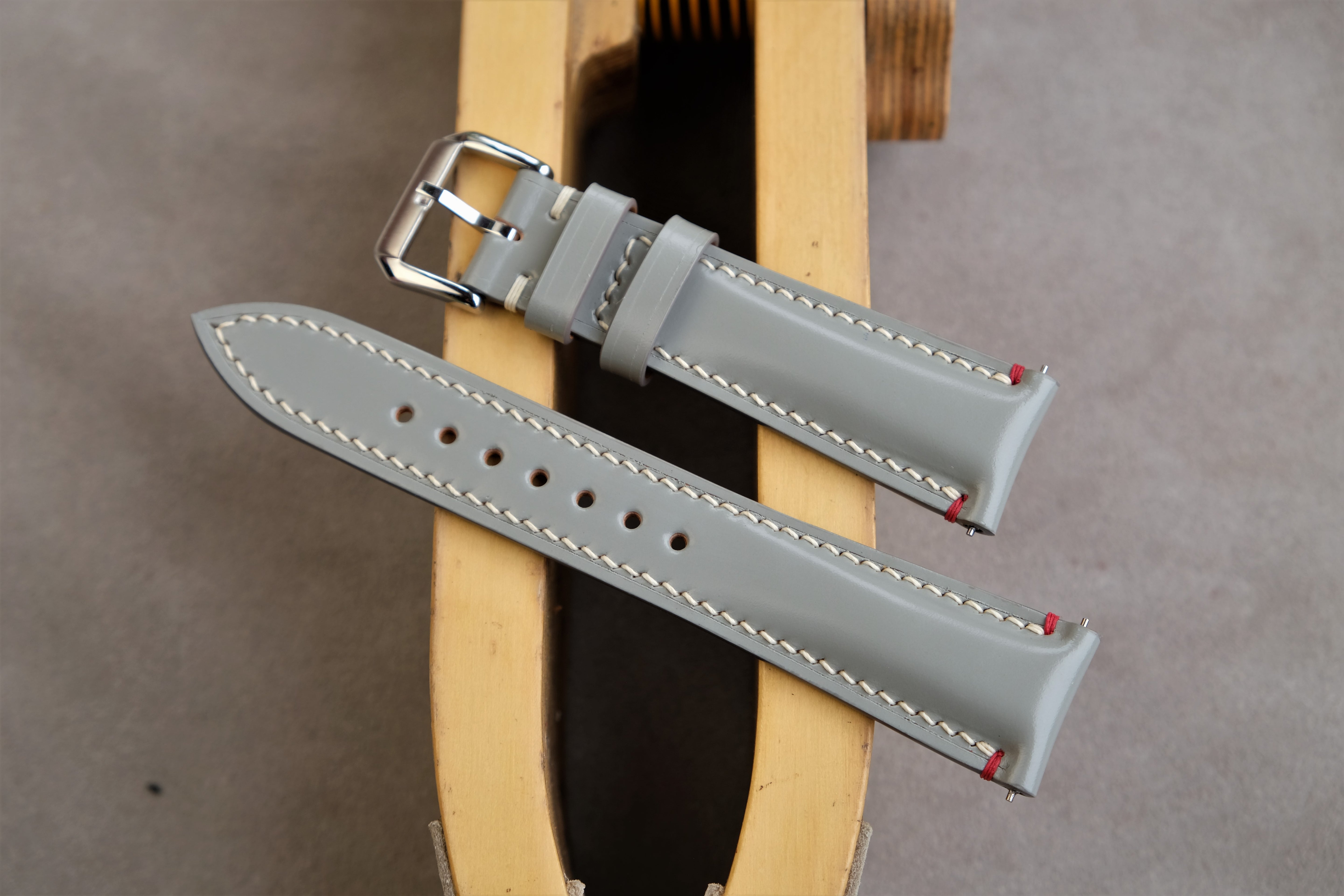 Gray Shinki Hikaku Shell Cordovan Leather Strap