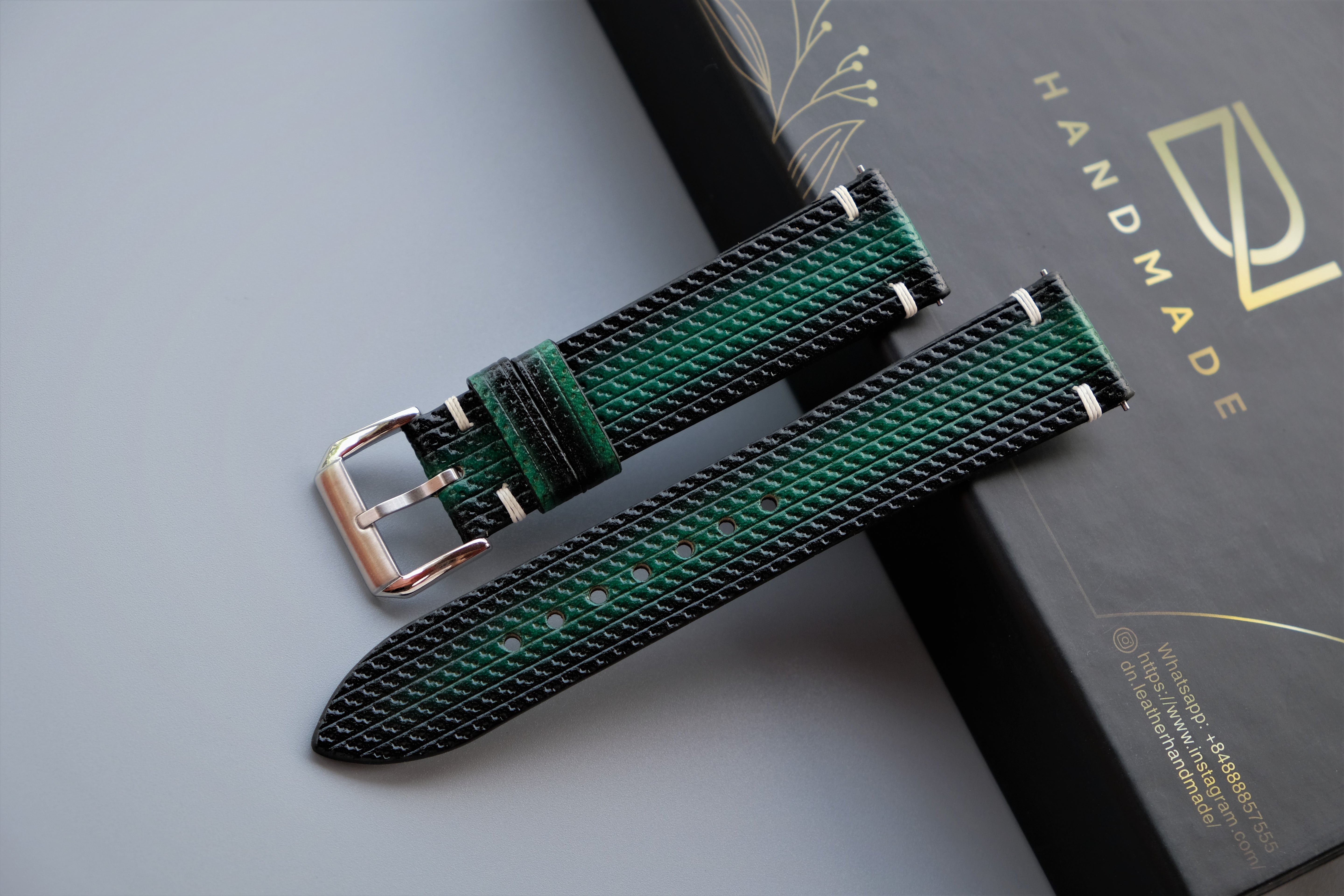 Green Veg-Tan Leather Watch Strap
