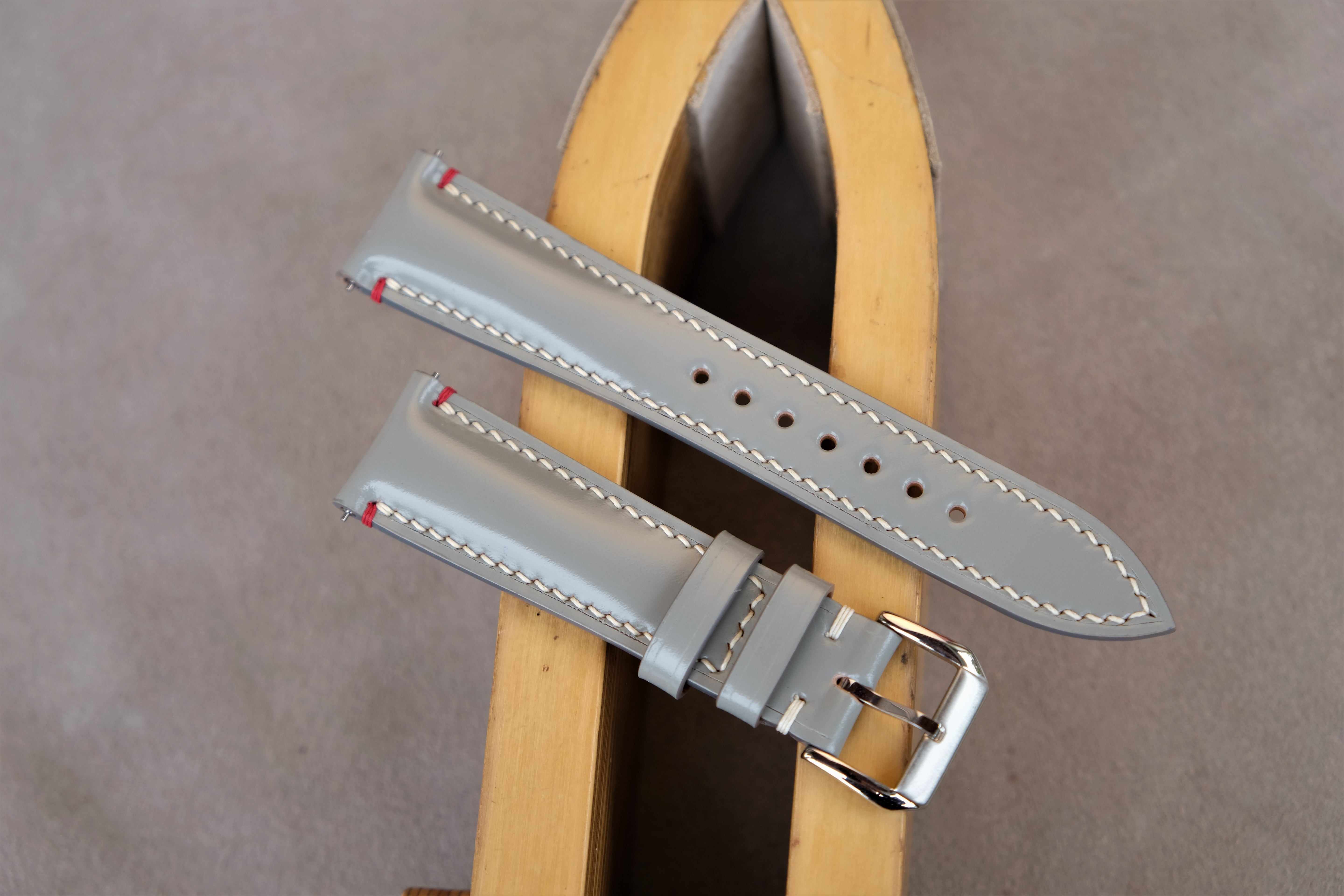 Gray Shinki Hikaku Shell Cordovan Leather Strap