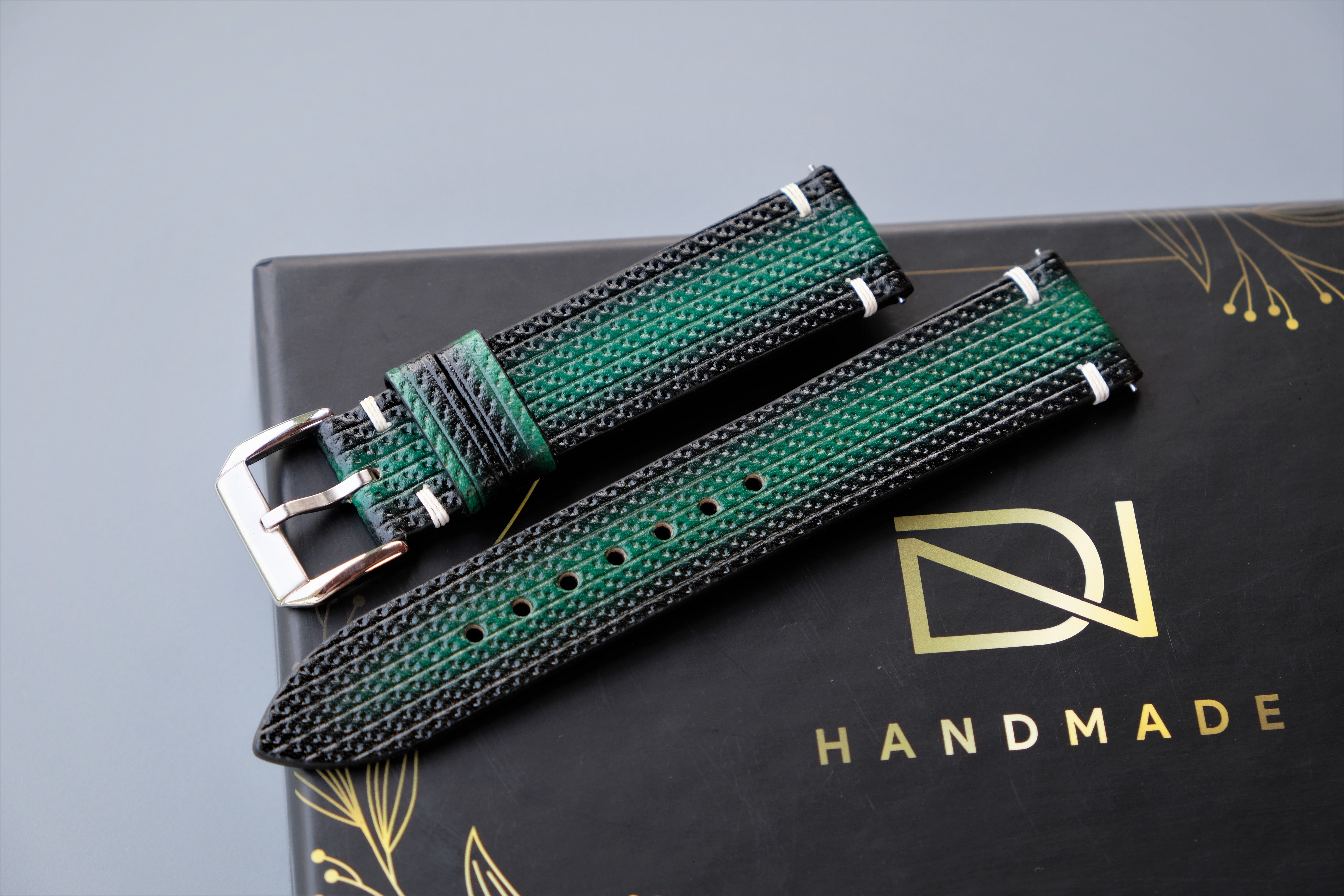 Green Veg-Tan Leather Watch Strap