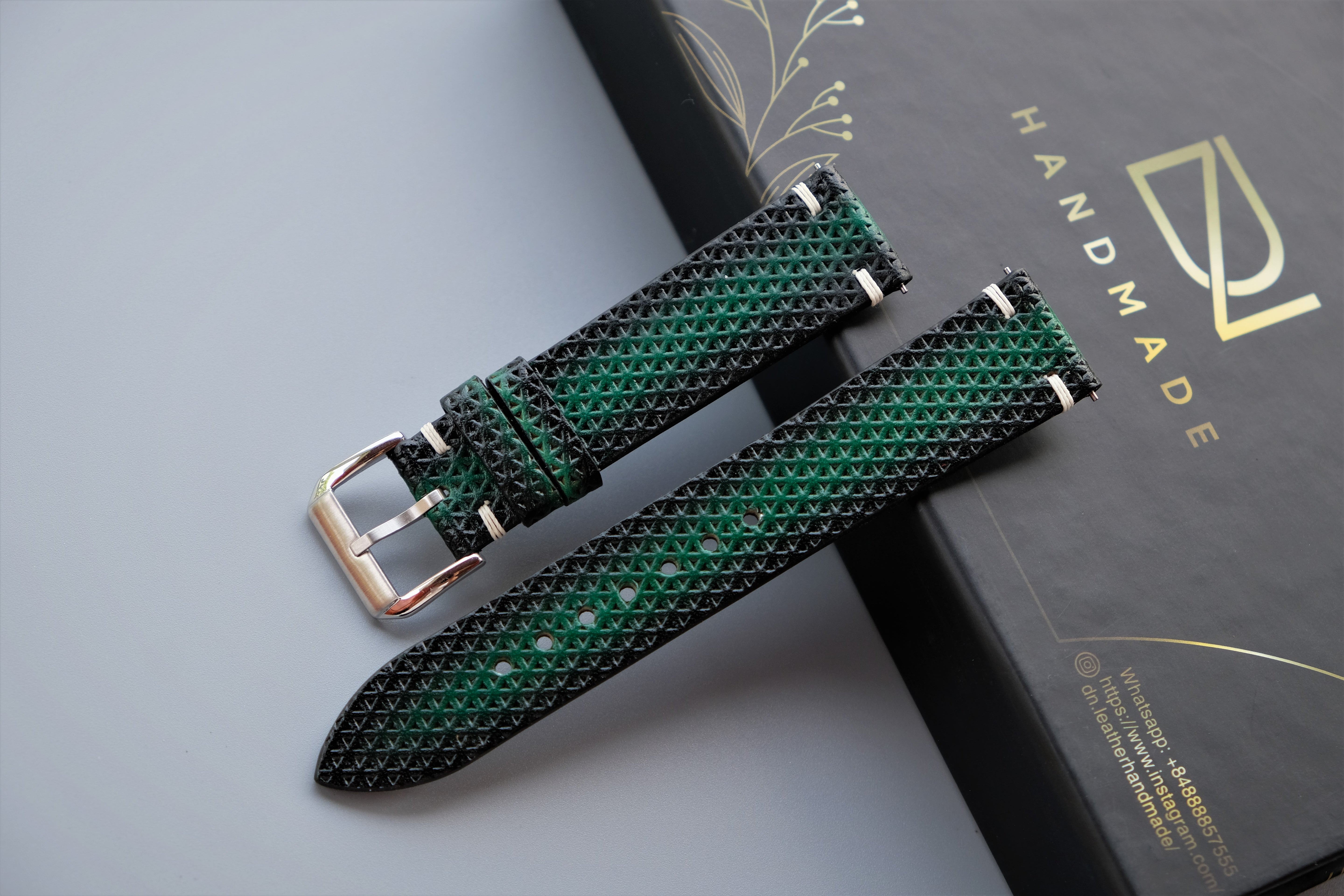 Green Veg-Tan Leather Watch Strap