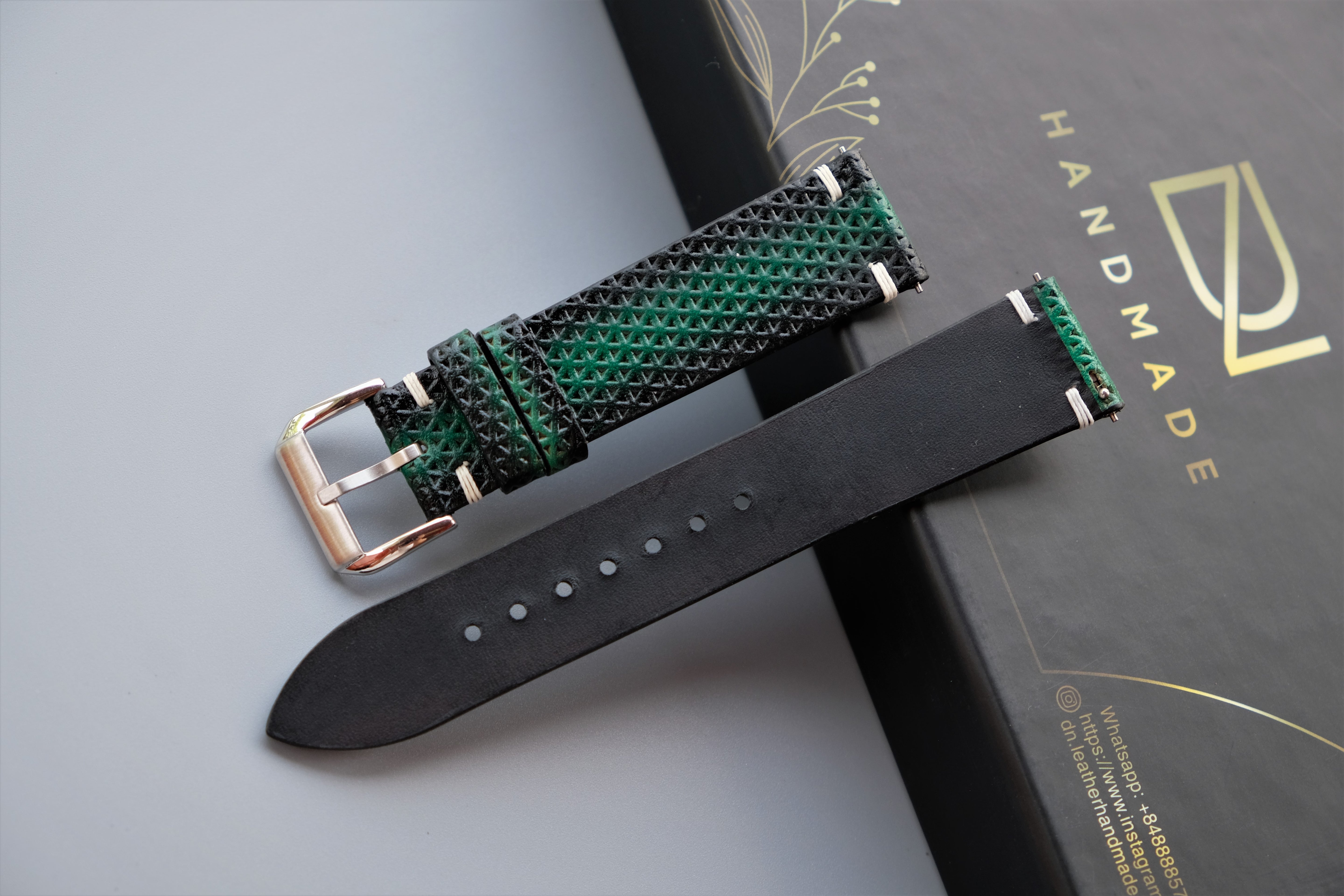Green Veg-Tan Leather Watch Strap