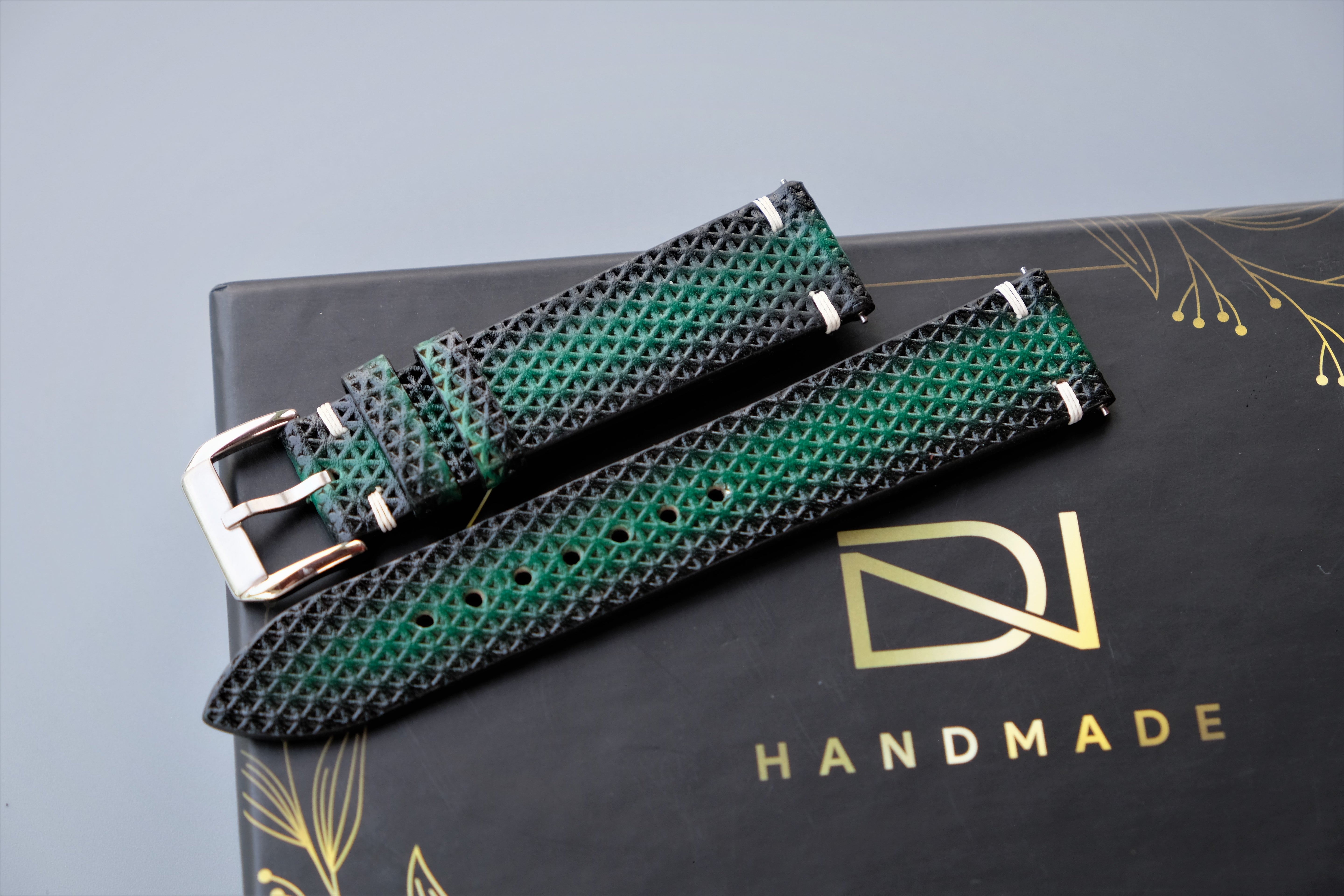 Green Veg-Tan Leather Watch Strap