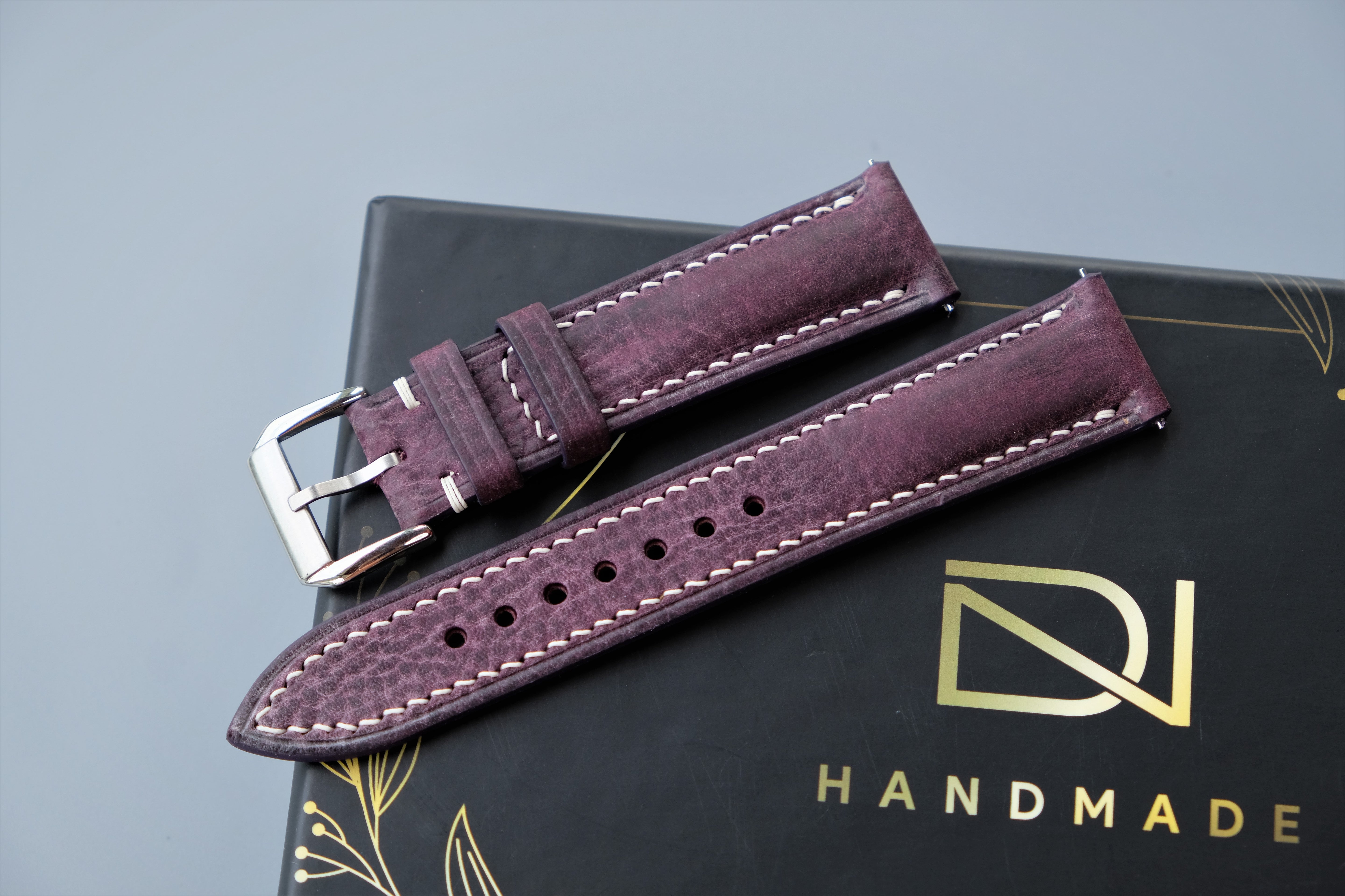 Purple MBOX WAX Leather Watch Strap