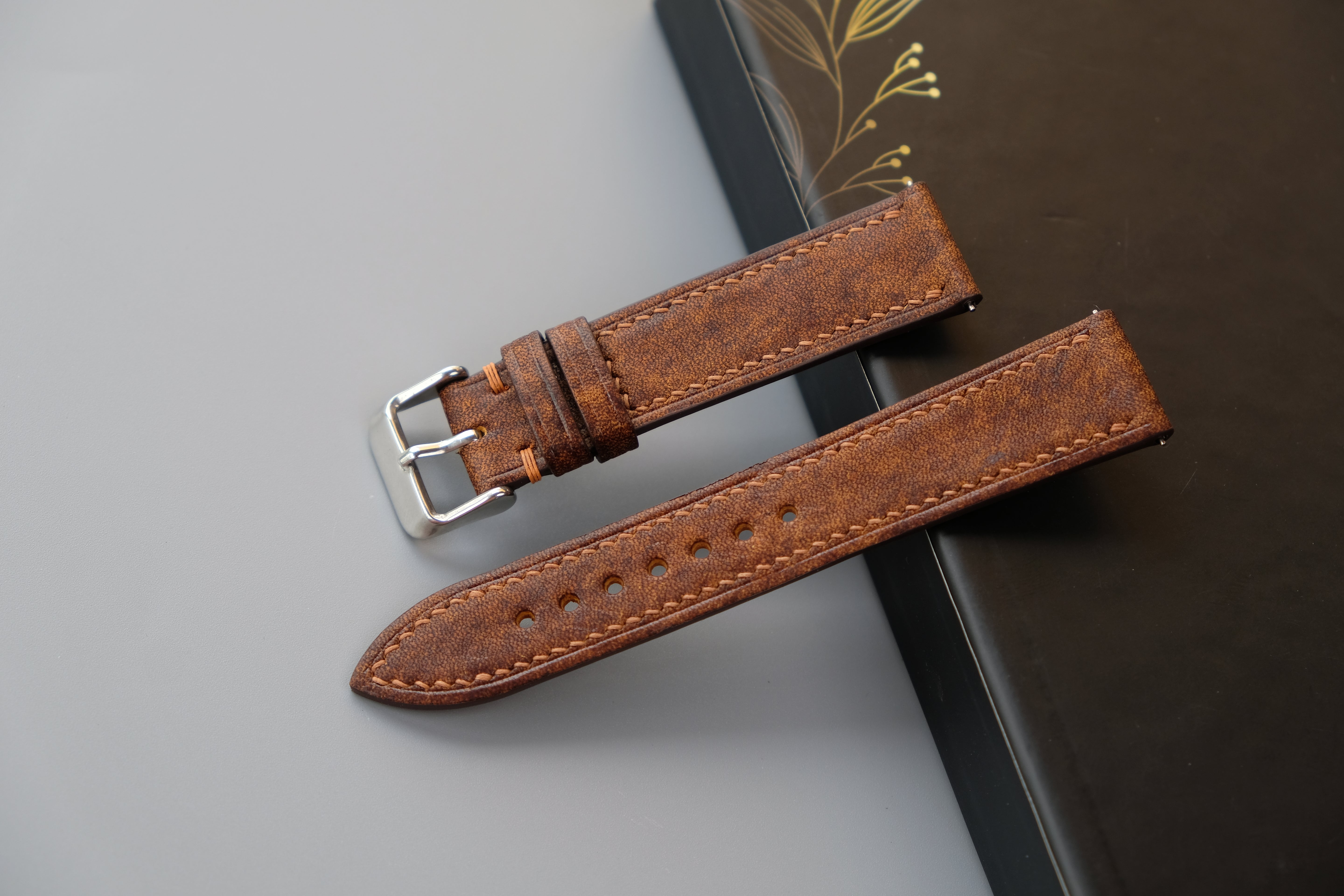 Light Brown Italian Leather Watch Strap – Badalassi HABANA – Custom Sizes 10mm to 26mm