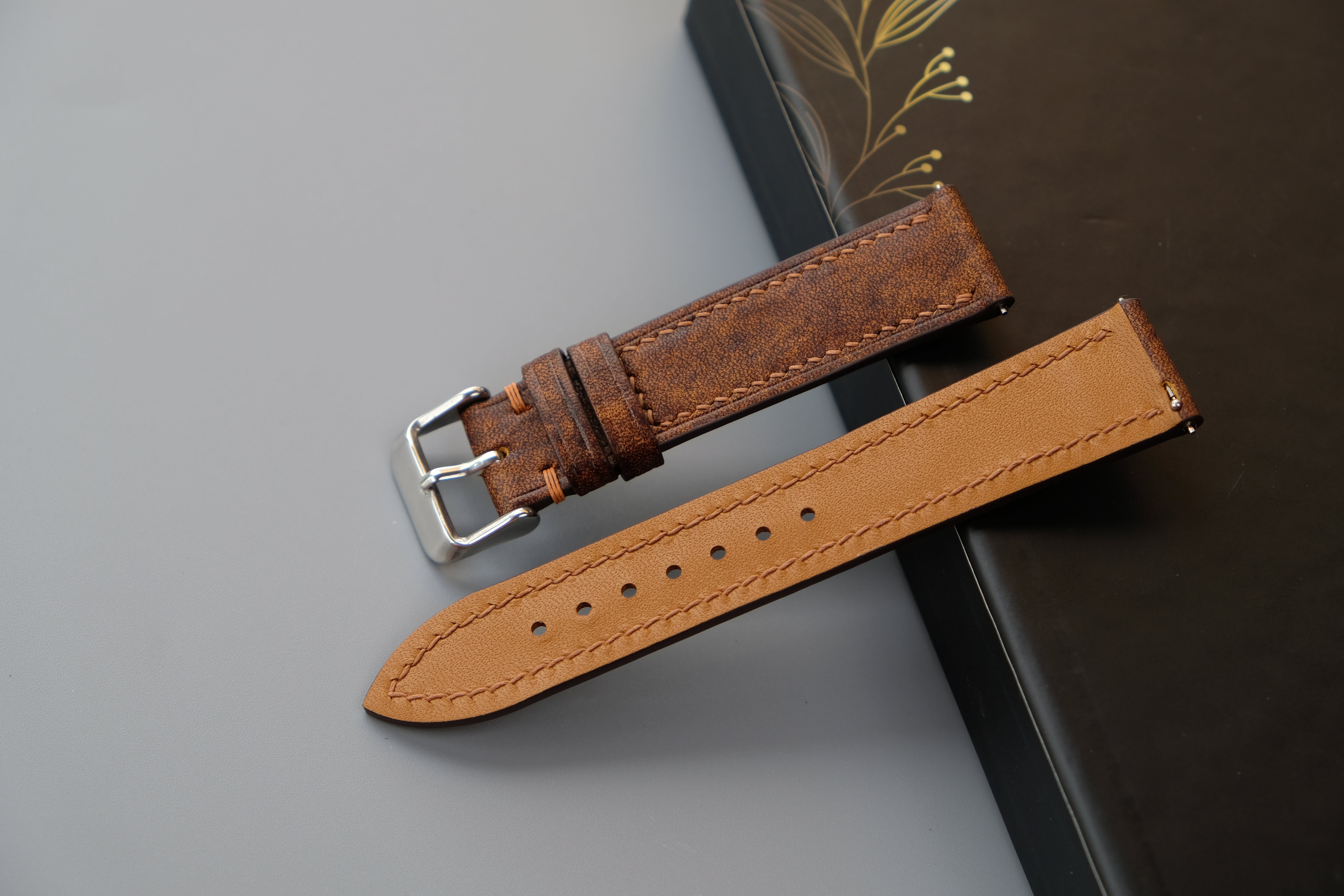 Light Brown Italian Leather Watch Strap – Badalassi HABANA – Custom Sizes 10mm to 26mm