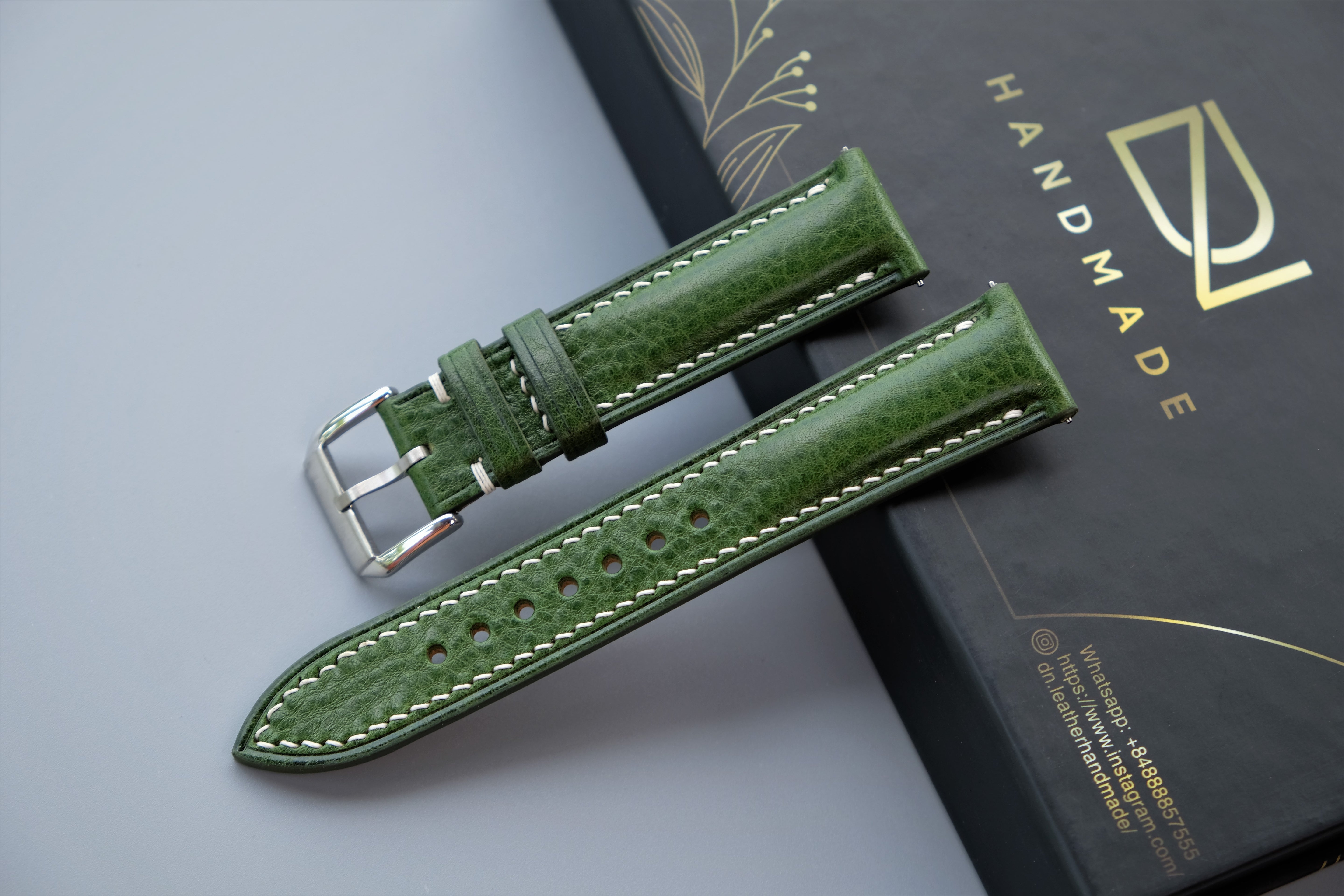 Green MBOX LUX Leather Watch Strap