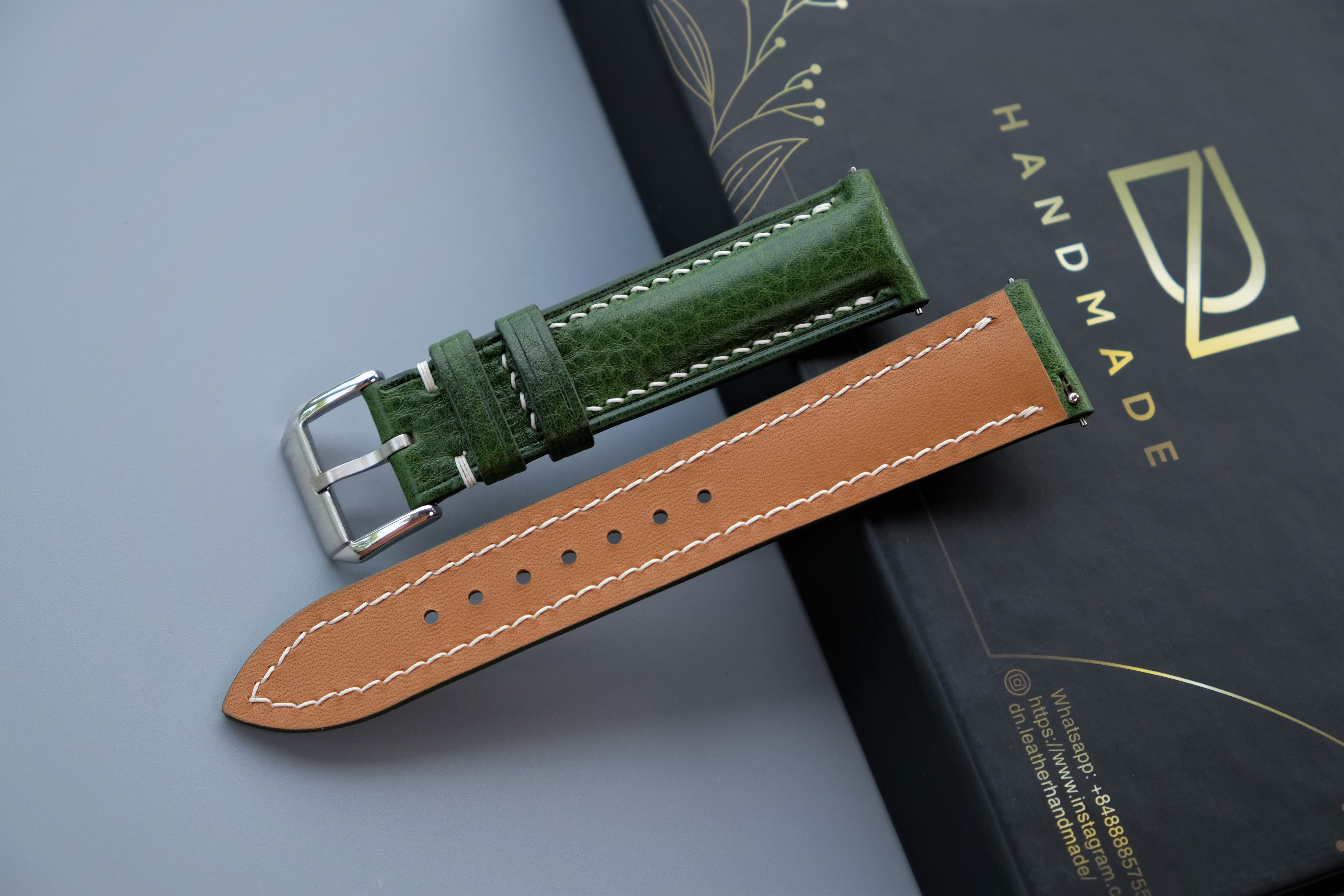 Green MBOX LUX Leather Watch Strap