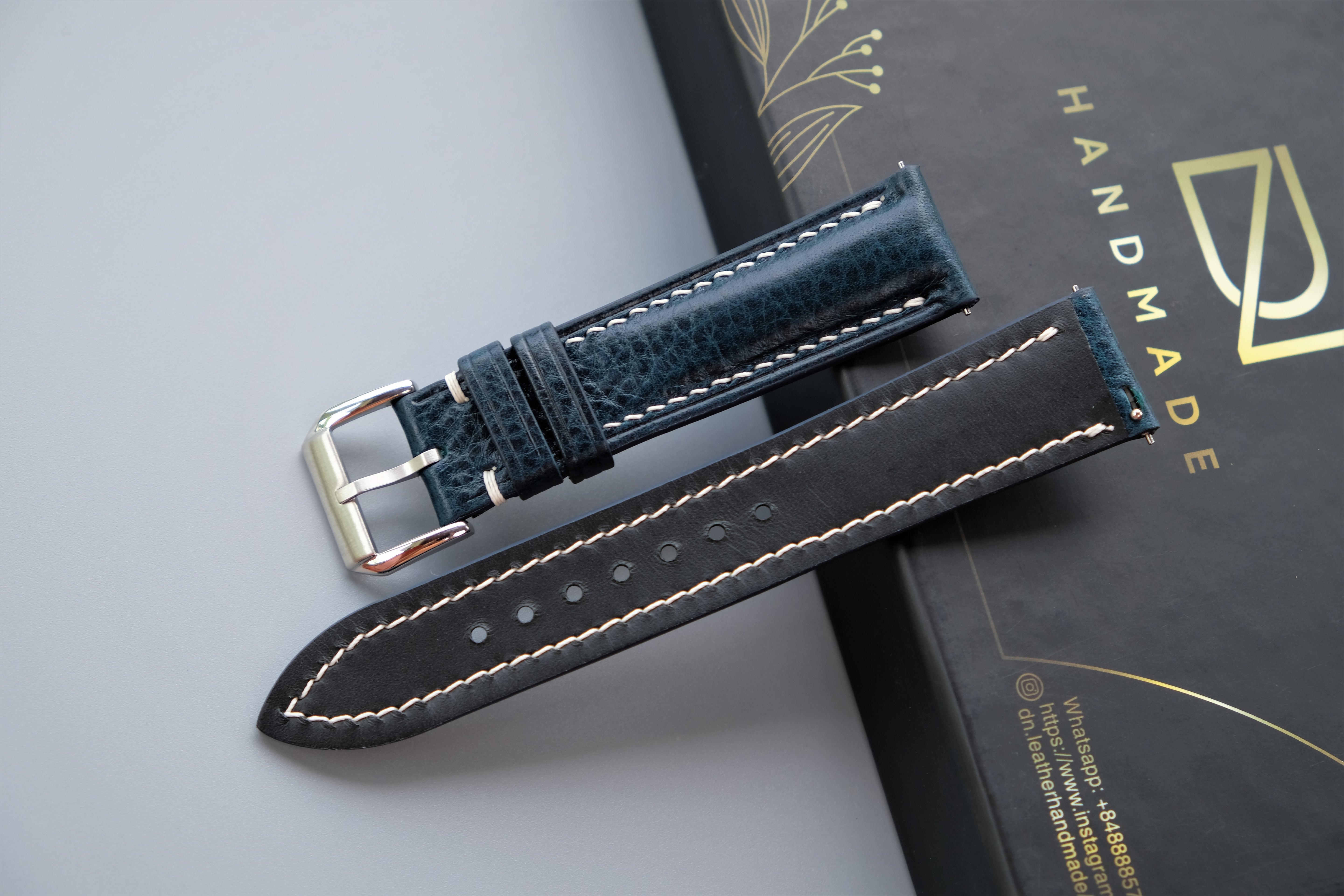 Prussian Blue MBOX LUX Leather Watch Strap
