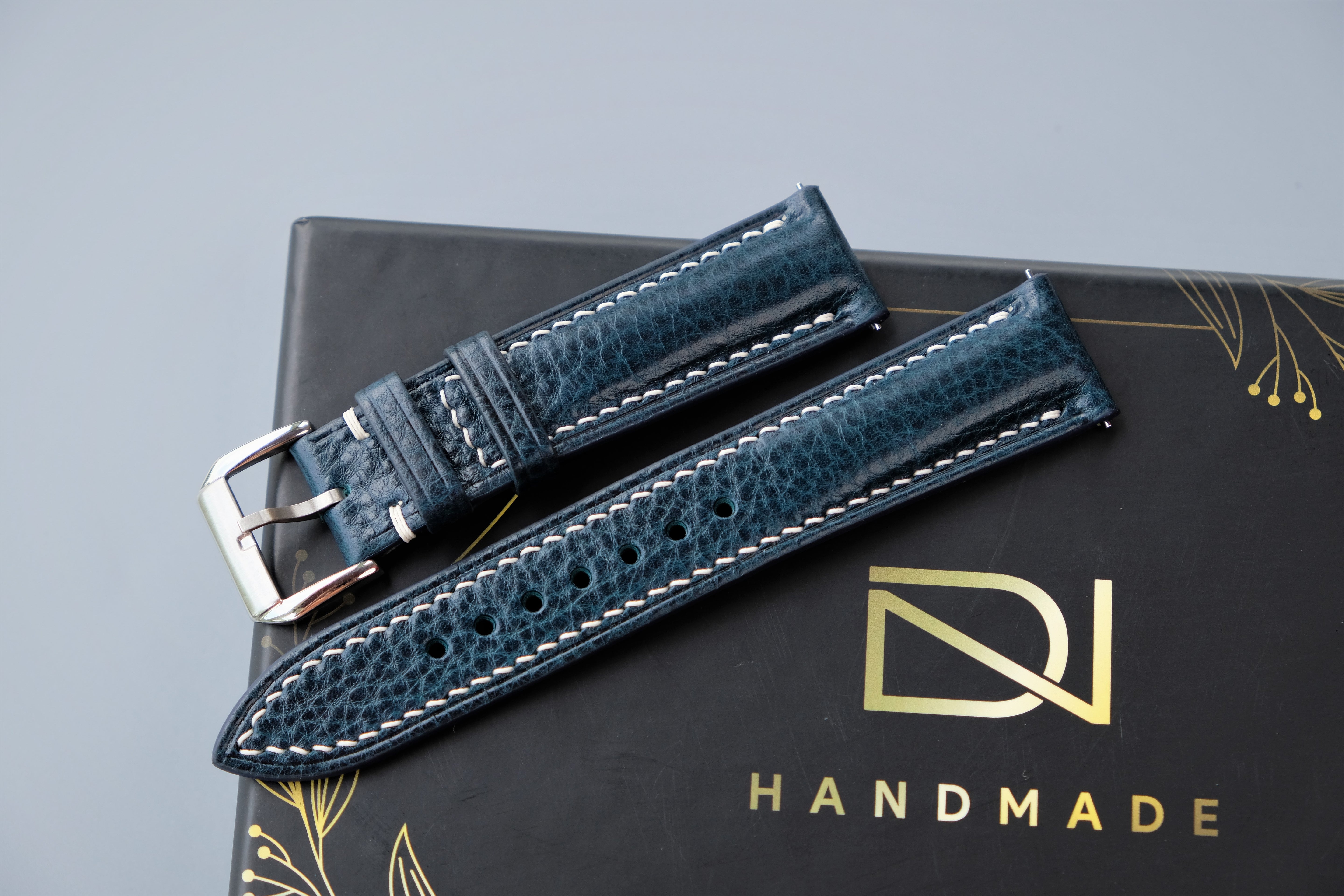 Prussian Blue MBOX LUX Leather Watch Strap